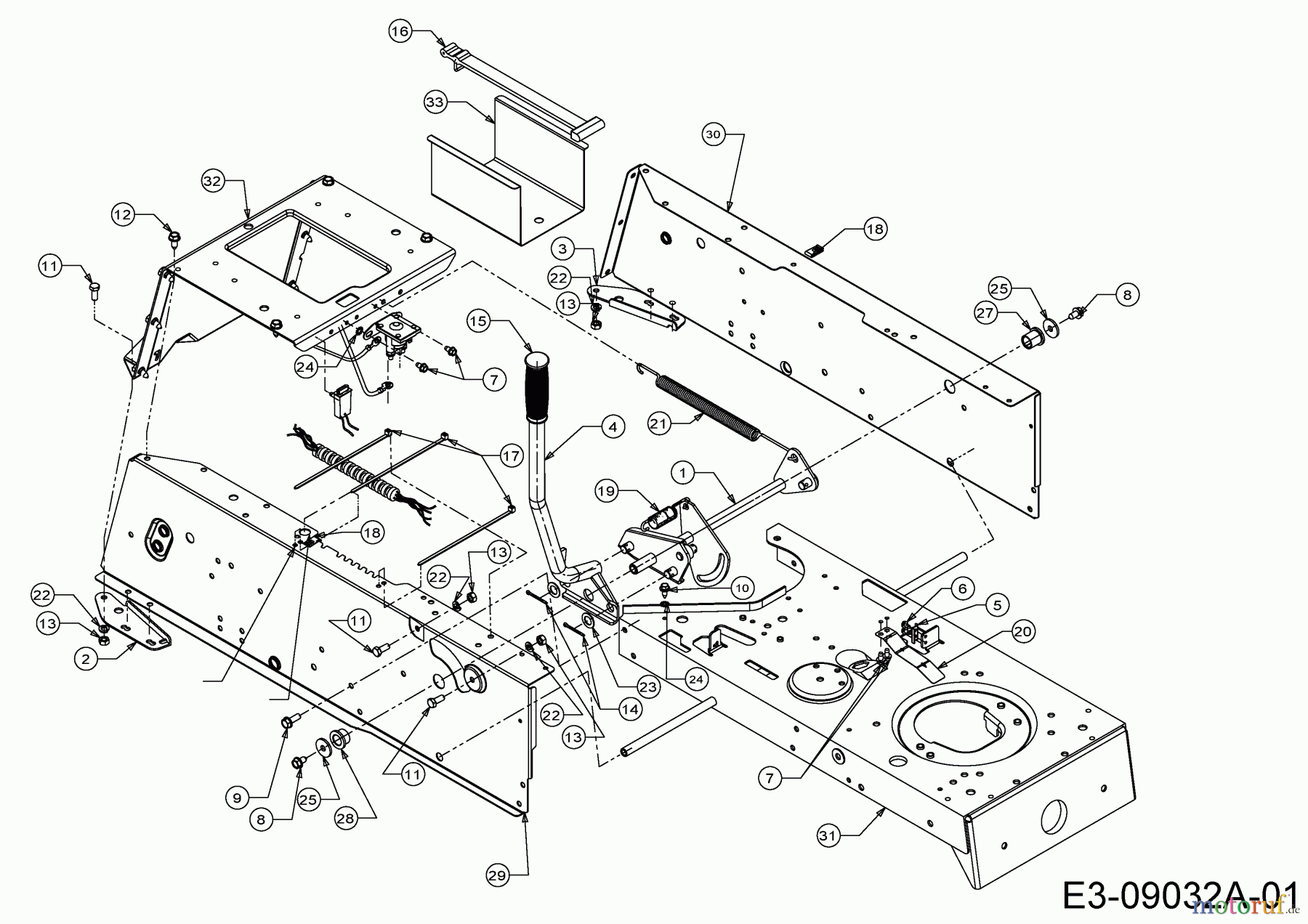 MTD Rasentraktoren H 145 13AA698F678 (2004) Mähwerksaushebung, Rahmen