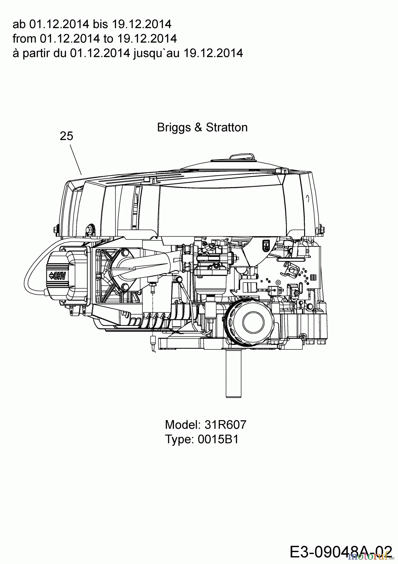 Guem Rasentraktoren GG 175 13HN763G607 (2015) Motor Briggs & Stratton ab 01.12.2014 bis 19.12.2014