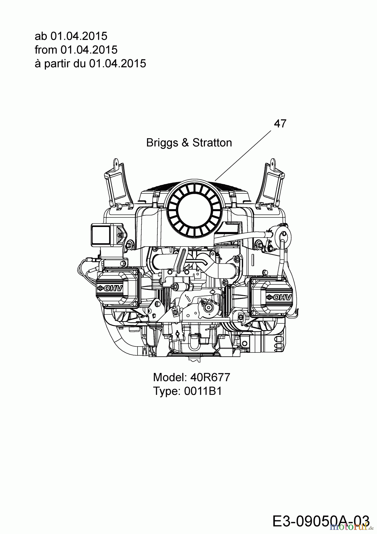 Massey Ferguson Rasentraktoren MF 36-18 RDT 13HT91GE695 (2015) Motor Briggs & Stratton ab 01.04.2015