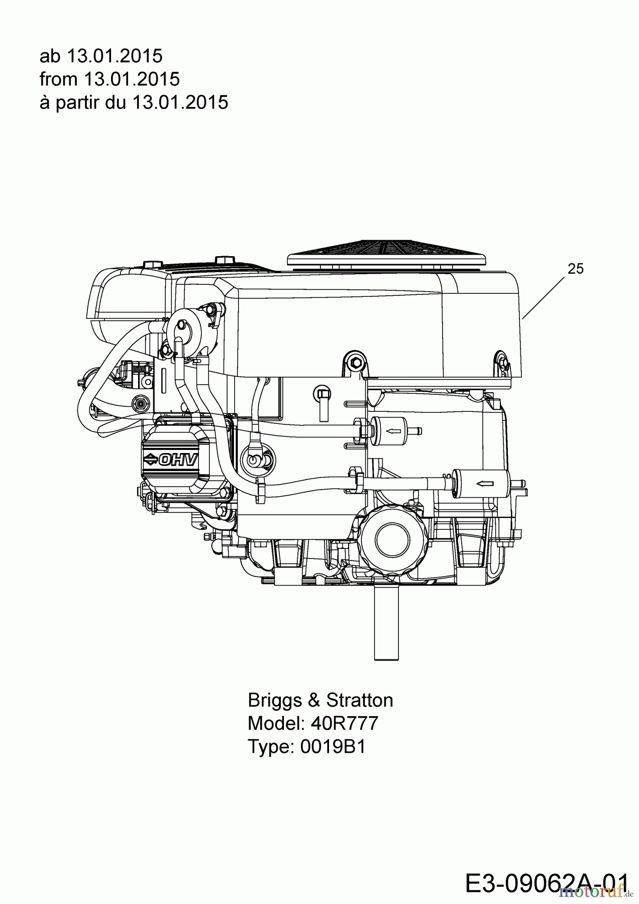 MTD Rasentraktoren Optima LN 200 H 13HT71KN678 (2016) Motor Briggs & Stratton ab 13.01.2015
