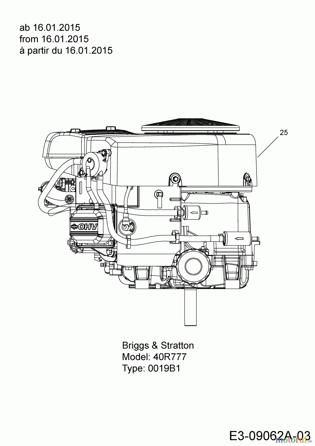 Blisar Rasentraktoren GG 202 13HT763G607 (2015) Motor Briggs & Stratton ab 16.01.2015