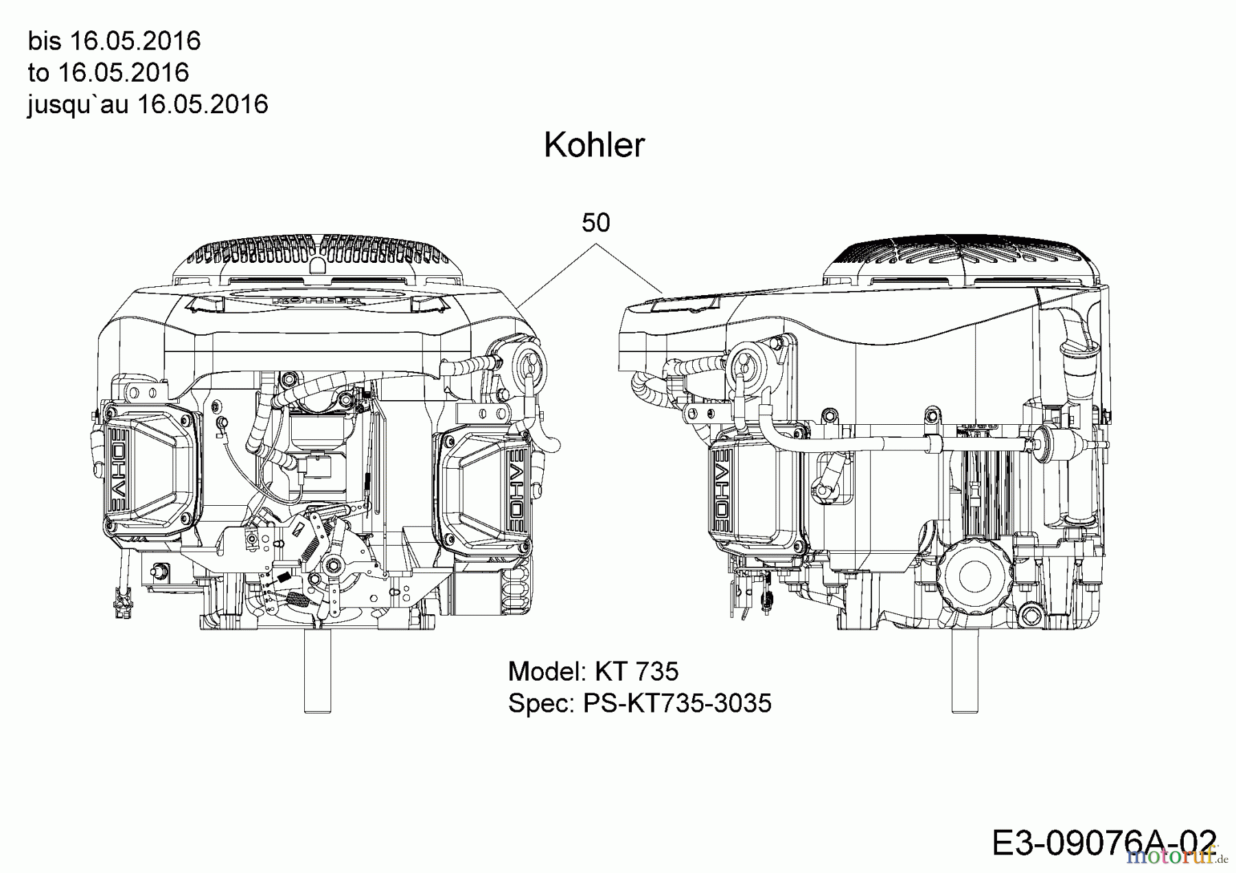 Massey Ferguson Rasentraktoren MF 50-24 SH 13HQ93GP695 (2016) Motor Kohler bis 16.05.2016