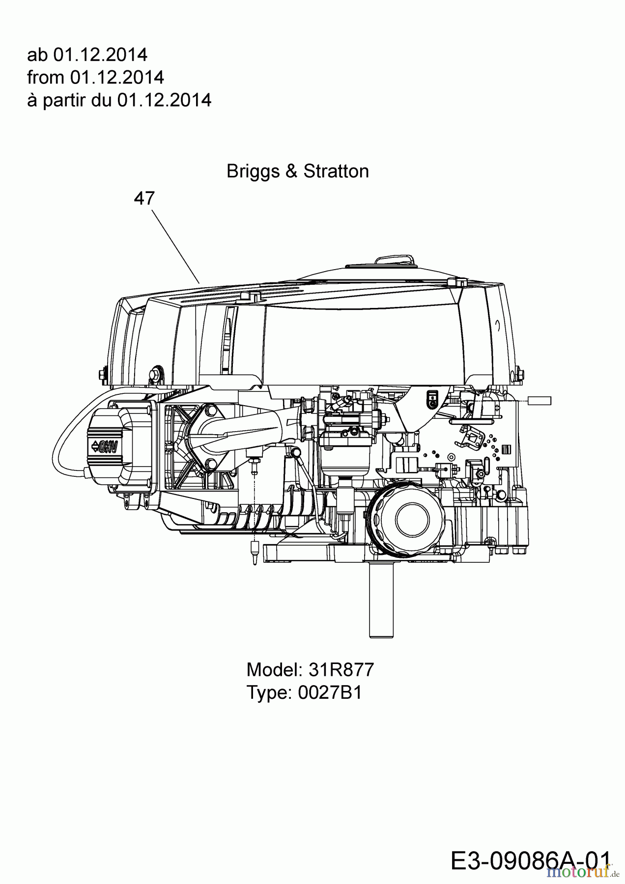 Tigara Rasentraktoren TG 19/107 H 13HJ79KG649 (2015) Motor Briggs & Stratton ab 01.12.2014