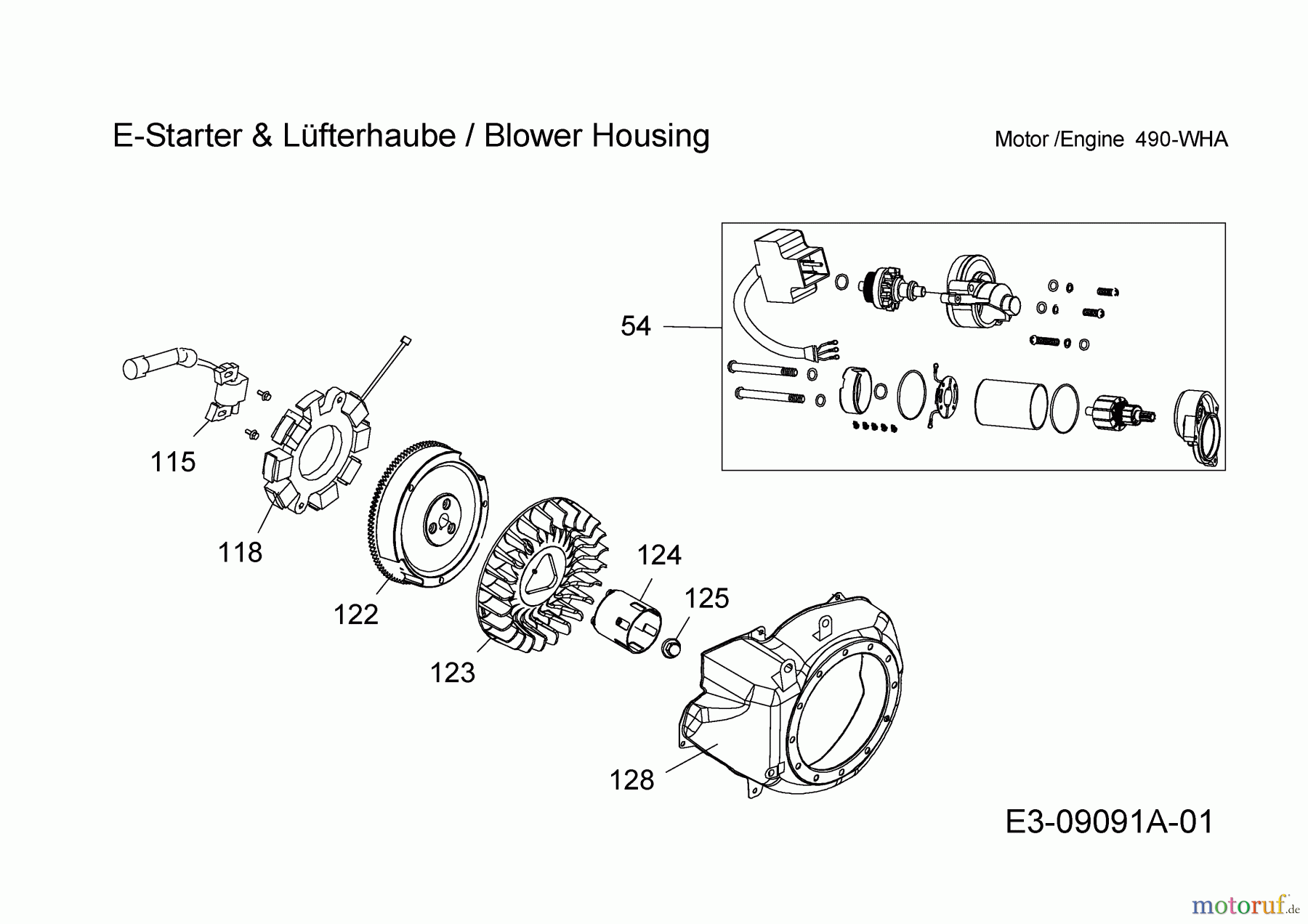  MTD-Motoren MTD horizontal 490-WHA 752Z490-WHA  (2015) Schwungrad, Zündspule, E-Starter