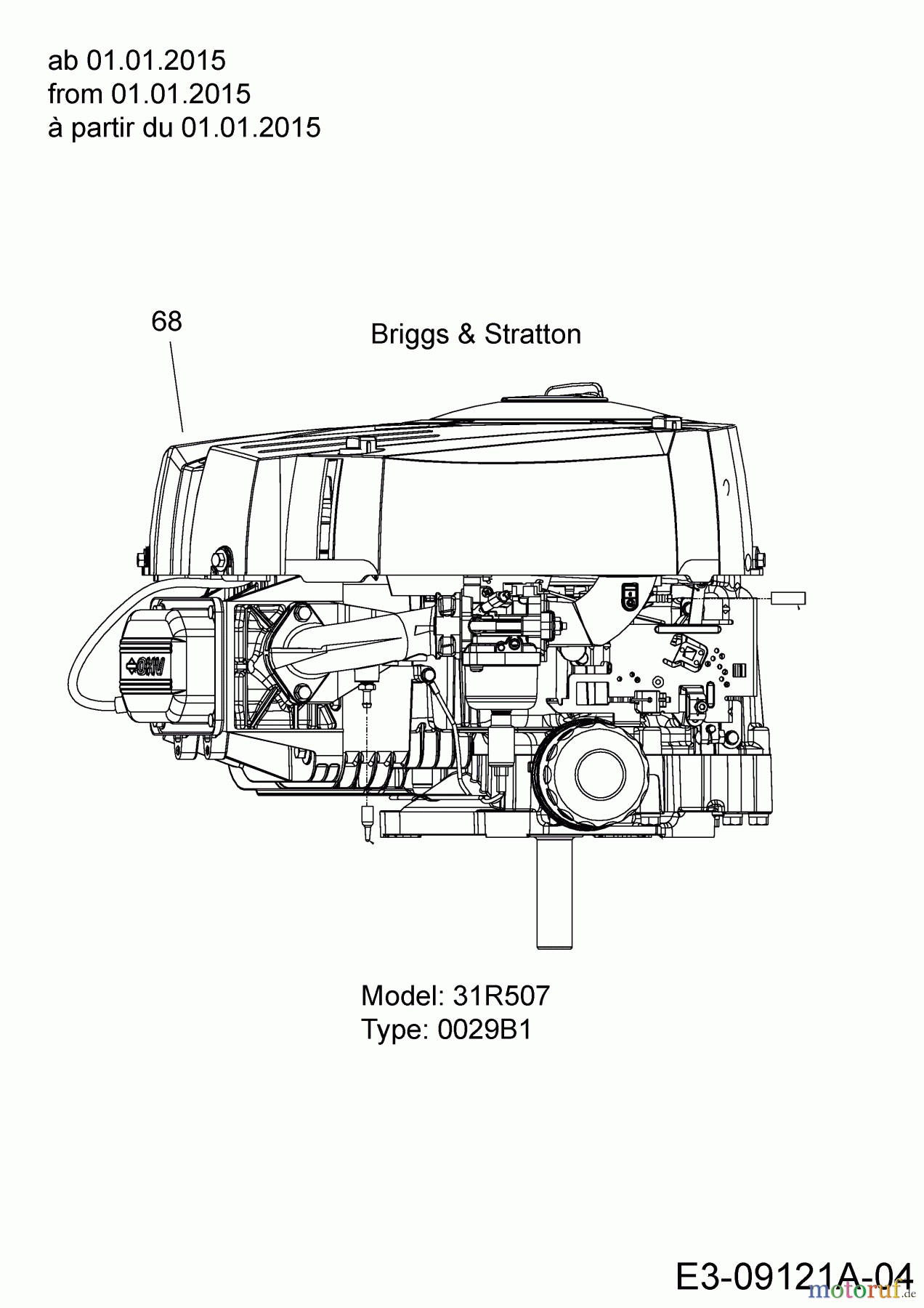 MTD Rasentraktoren LTEX 92 A 13HM98KE682 (2015) Motor Briggs & Stratton ab 01.01.2015