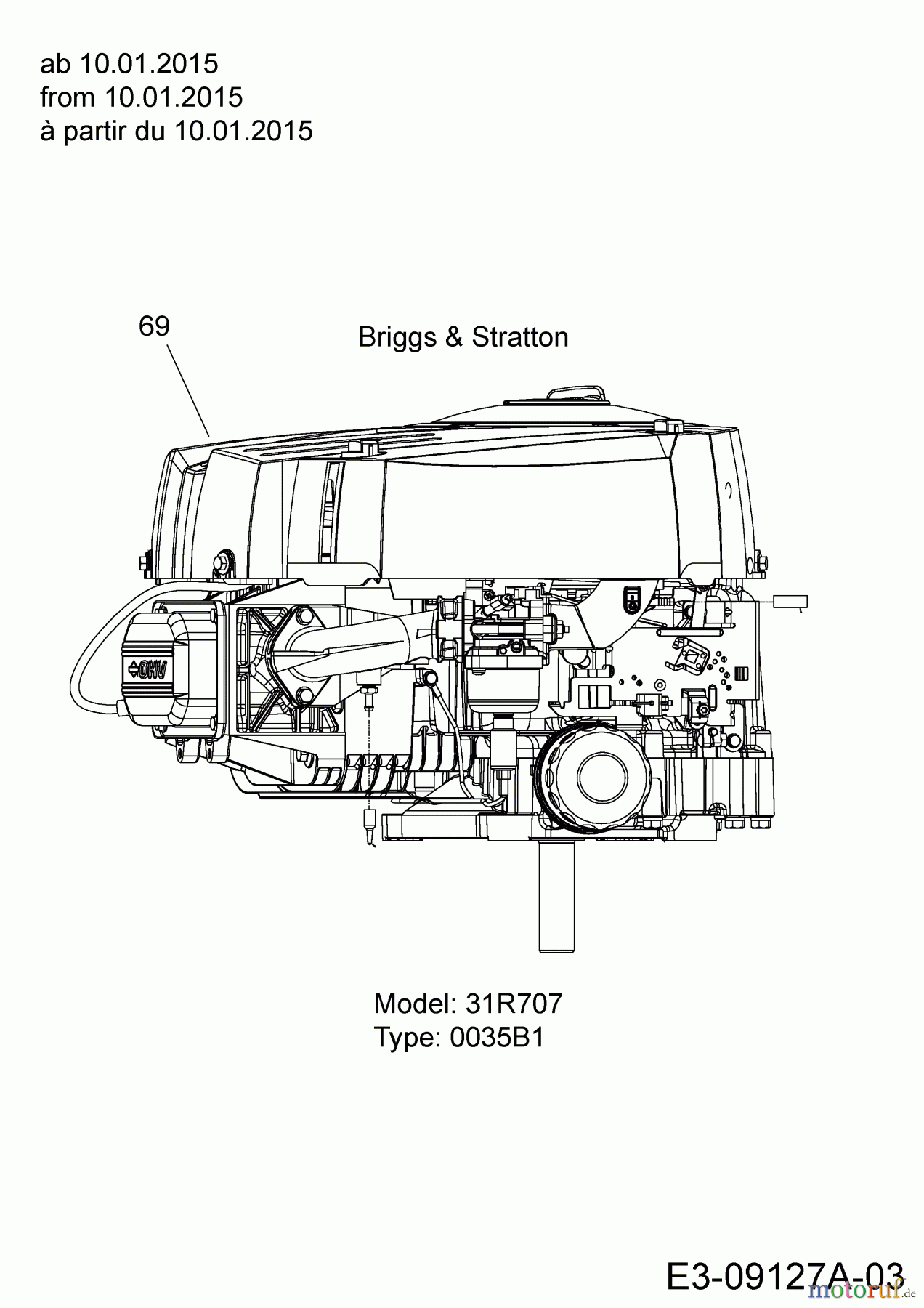 Guem Rasentraktoren GE 175 13HN763E607 (2015) Motor Briggs & Stratton ab 10.01.2015