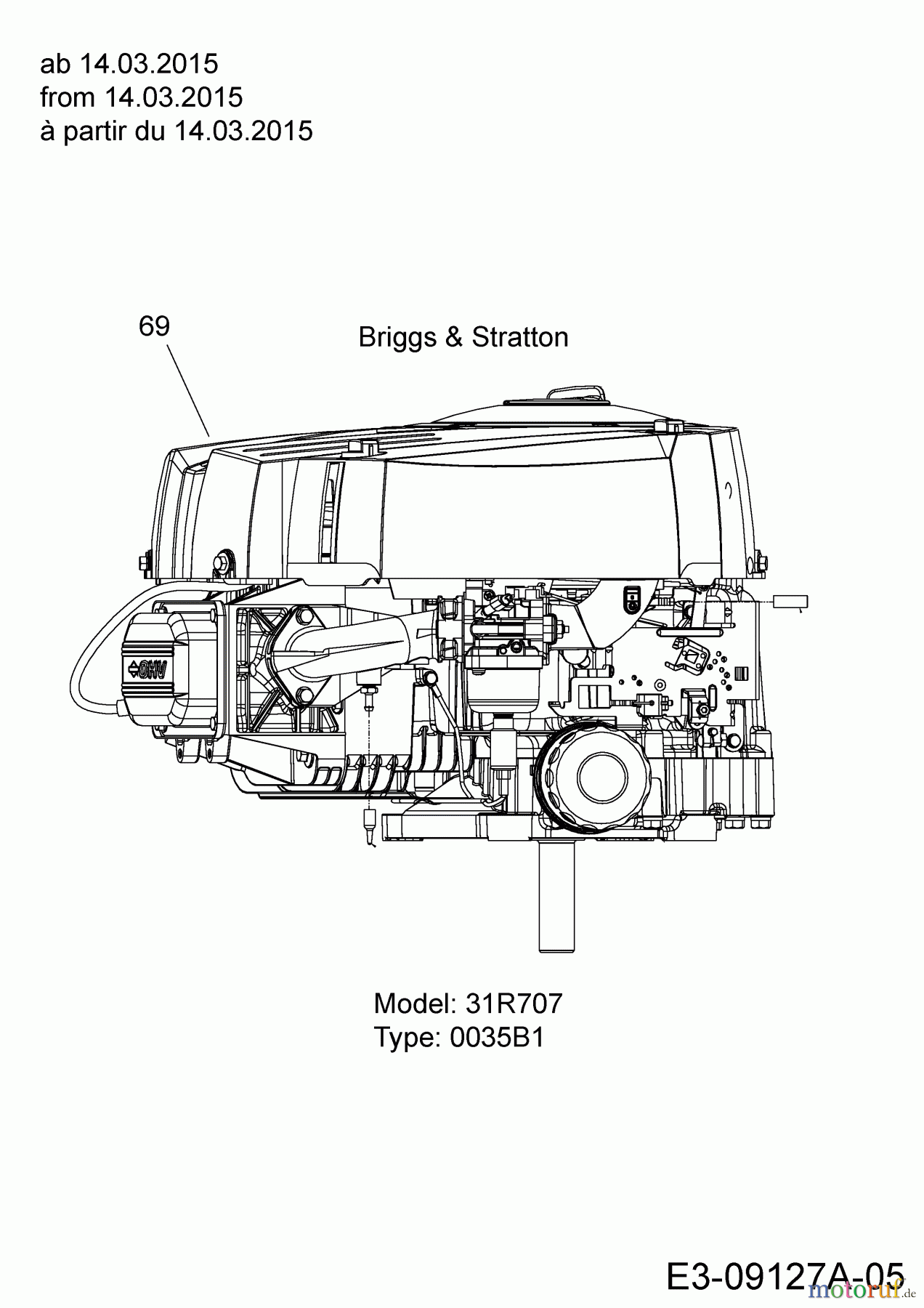 Blisar Rasentraktoren GN 175 13HN763N607 (2015) Motor Briggs & Stratton ab 14.03.2015