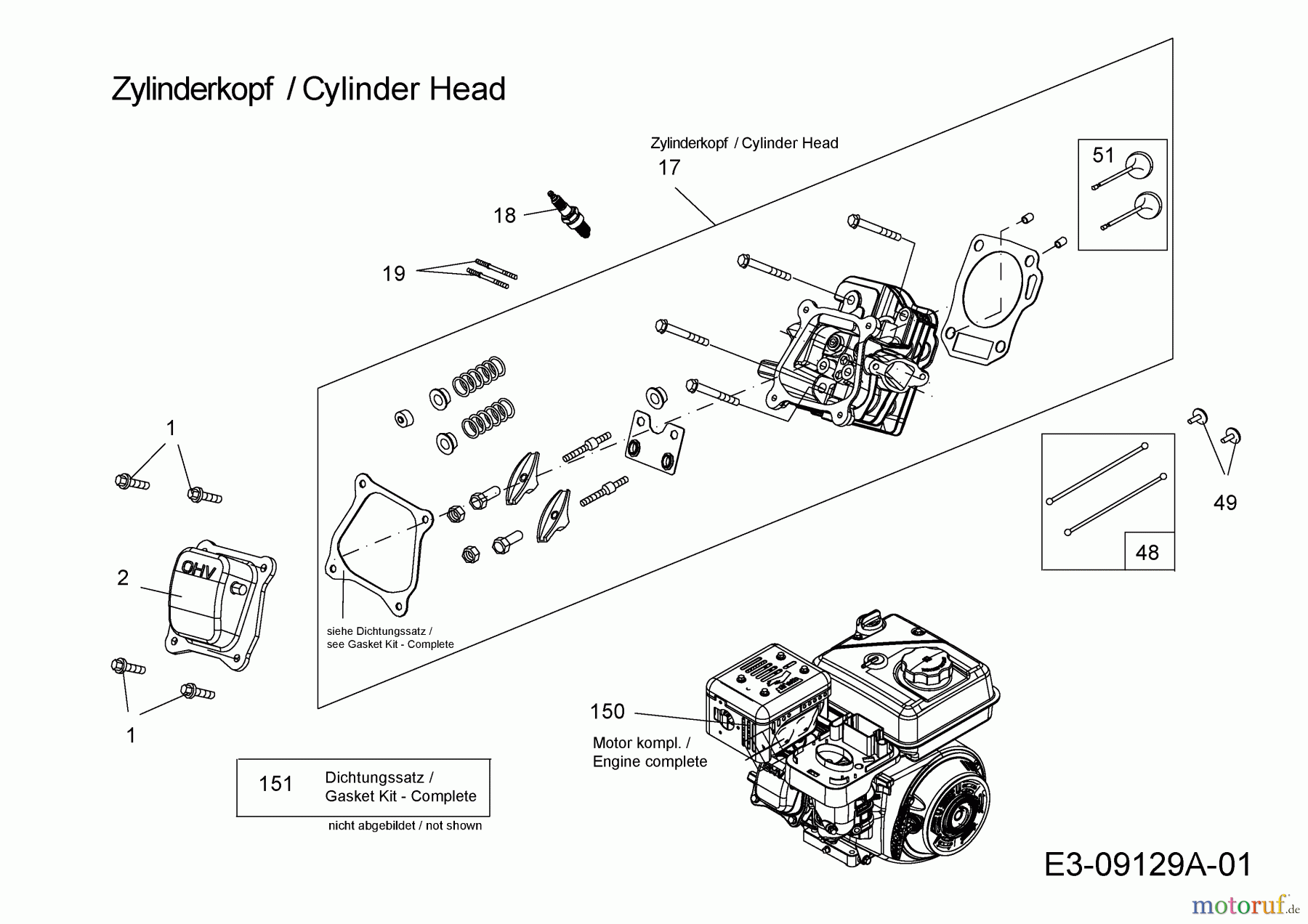 MTD-Motoren MTD horizontal 170-AUA 752Z170-AUA (2015) Zylinderkopf