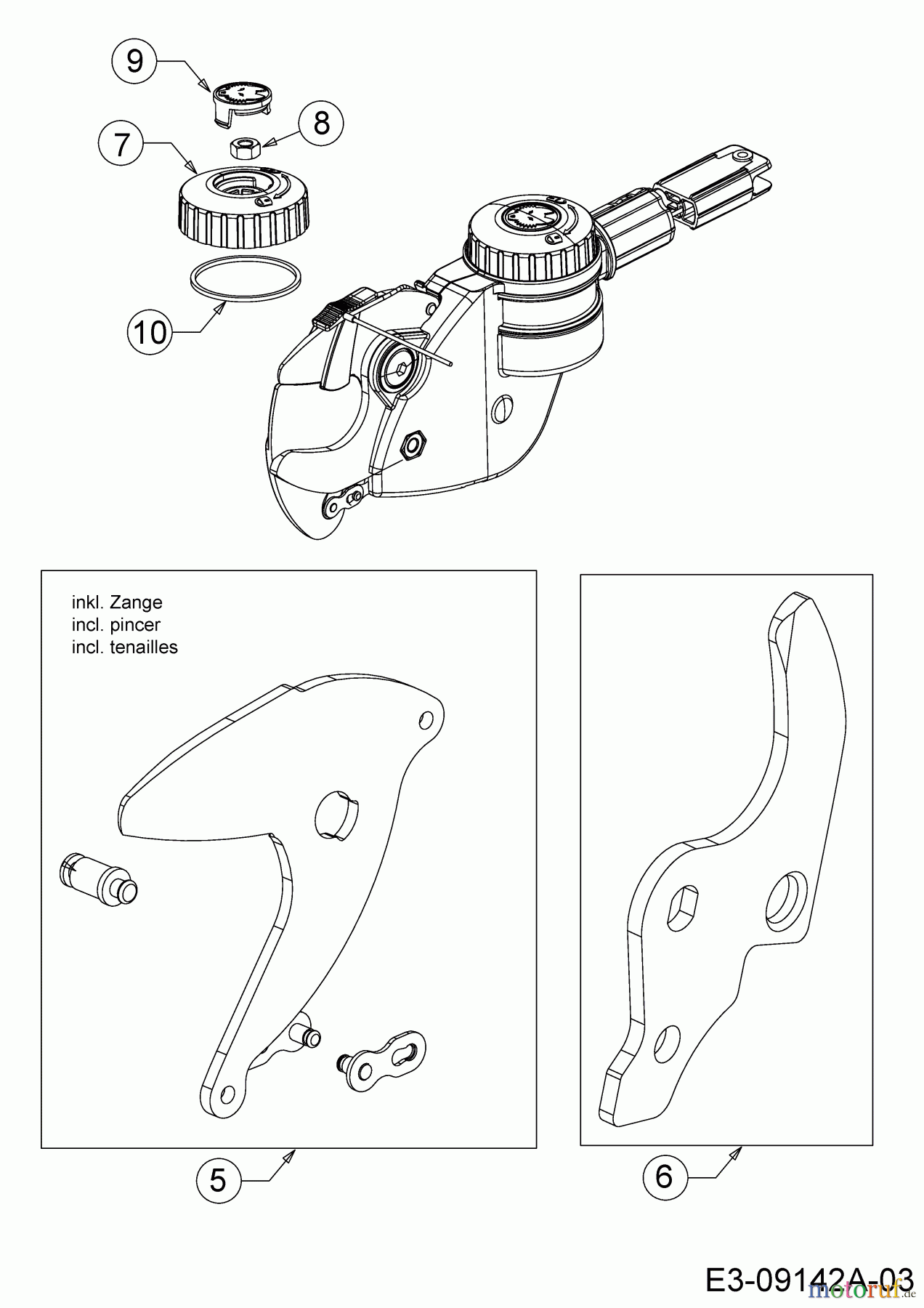  Wolf-Garten Astscheren PDCRR 400 T 73ACA002650  (2017) Handrad, Reparatursatz Messer