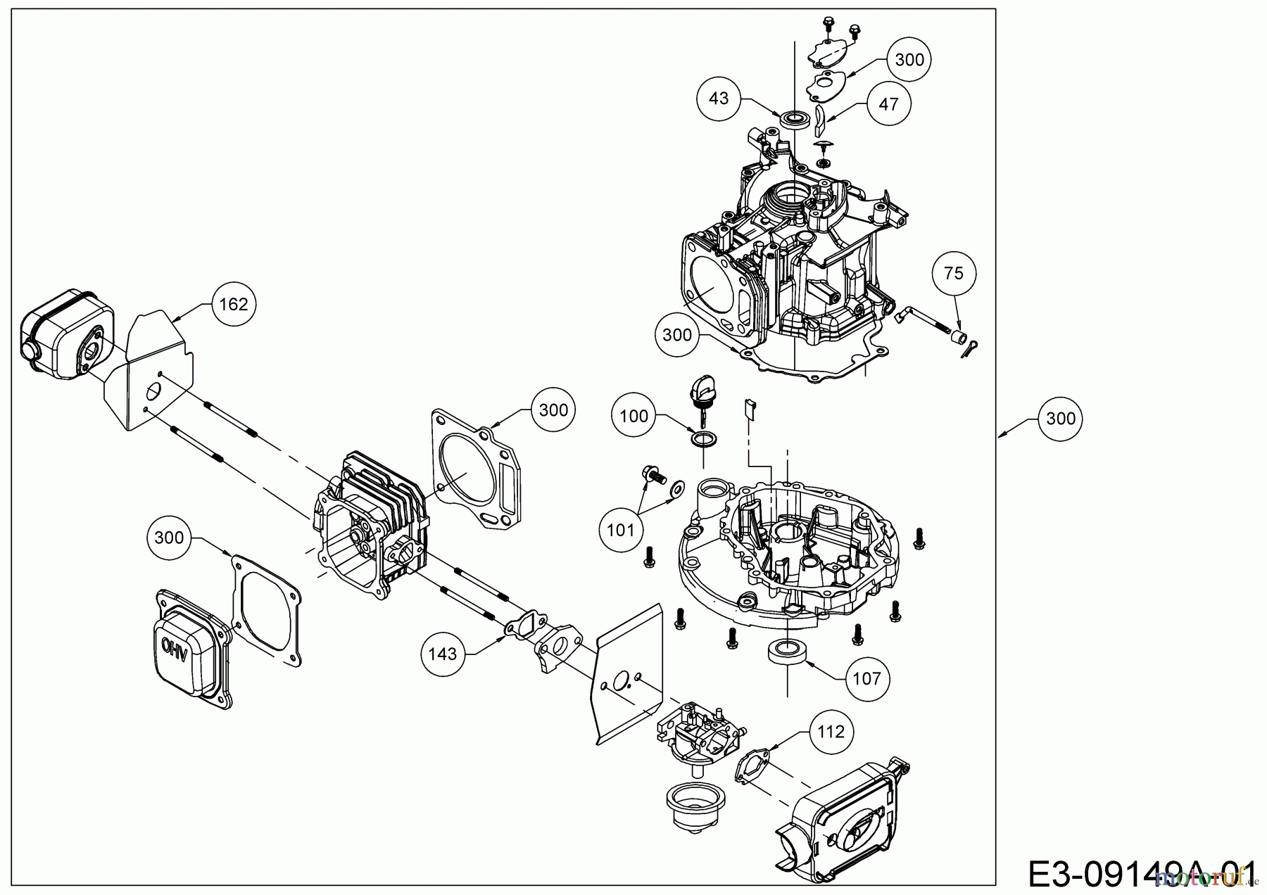 MTD-Motoren Vertikal 1P61NHB 752Z1P61NHB (2016) Motordichtsatz