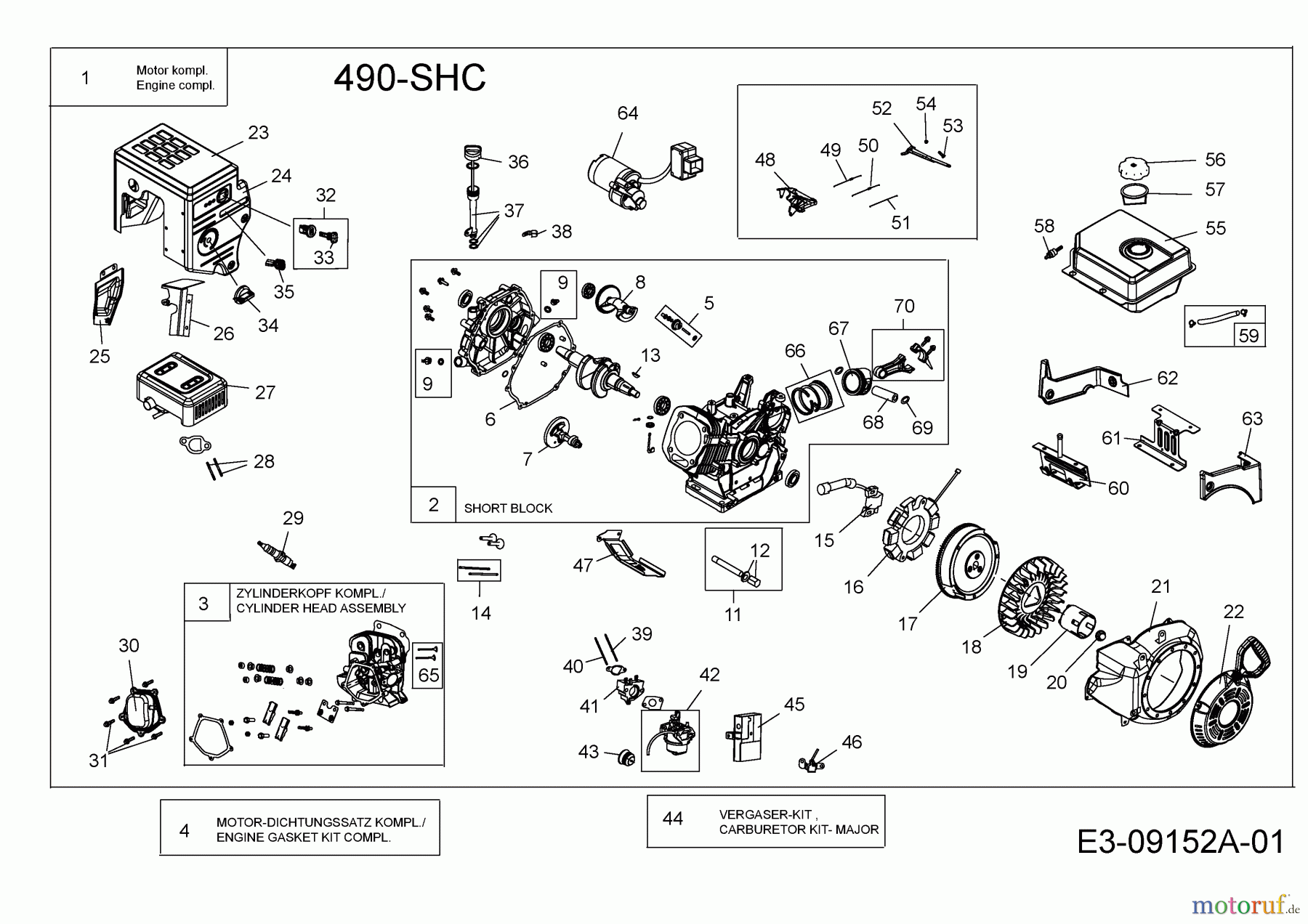 MTD-Motoren MTD horizontal 490-SHC 752Z490-SHC (2015) Motor