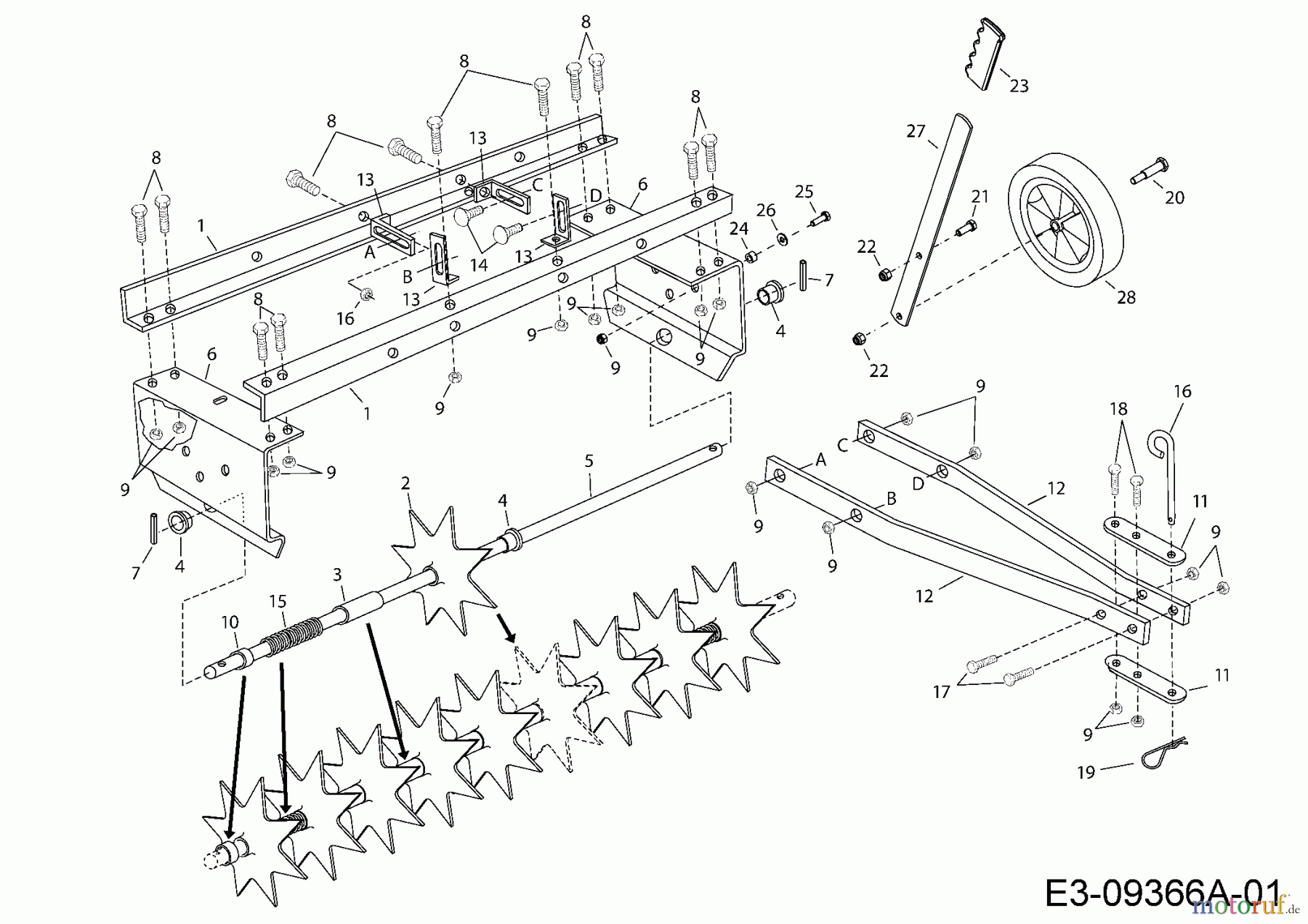  MTD Zubehör Zubehör Garten- und Rasentraktoren Rasenlüfter 45-0510  (196-889-000) 196-889-000  (2016) Grundgerät
