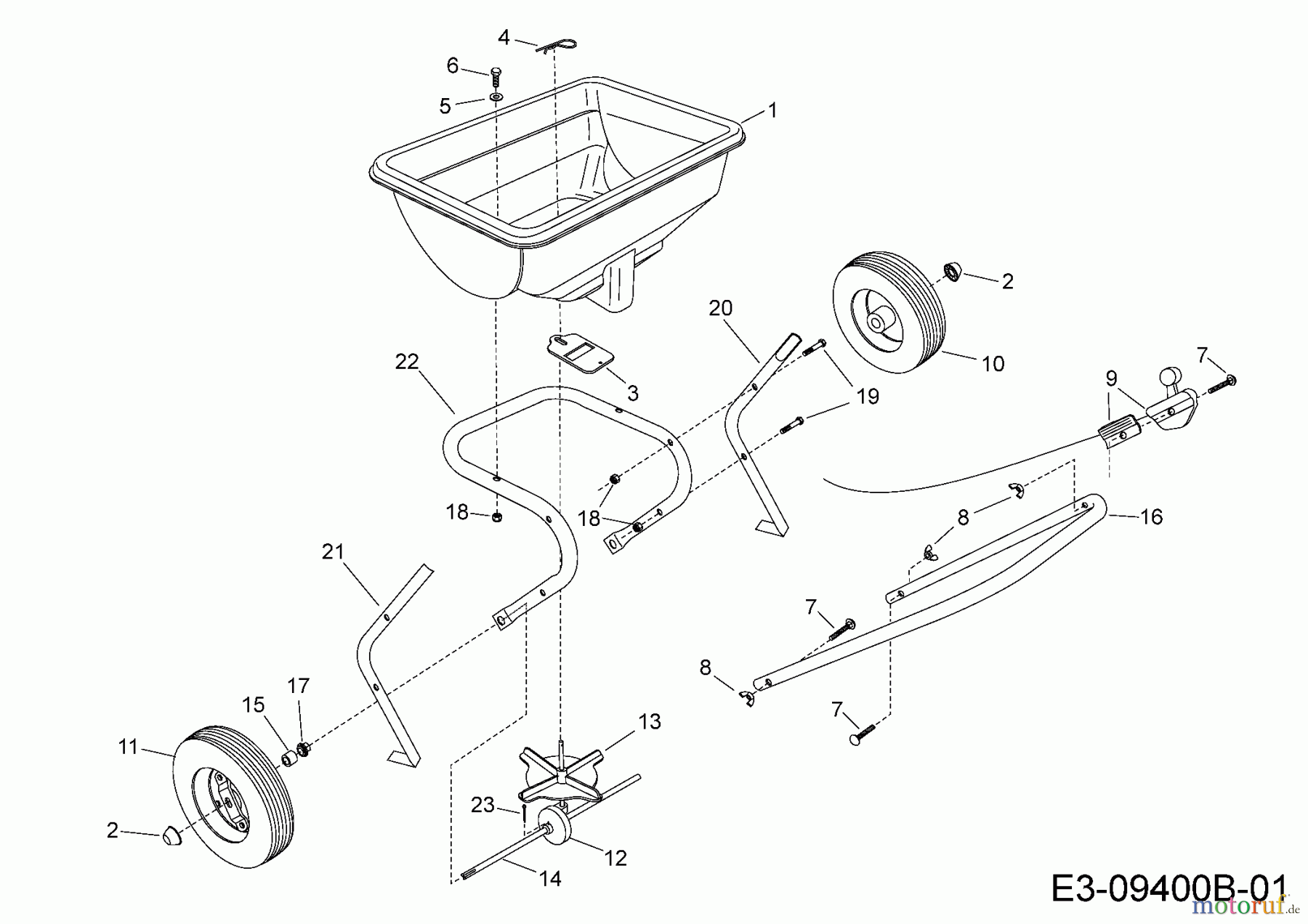 MTD Zubehör Zubehör handgeführte Geräte Streuer 45-03881 (196-055-000) 196-055-000 (2014) Grundgerät