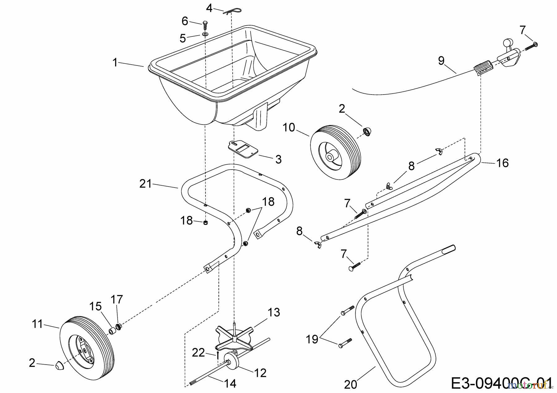 MTD Zubehör Zubehör handgeführte Geräte Streuer 45-03882-KD (196-055-000) 196-055-000 (2018) Grundgerät