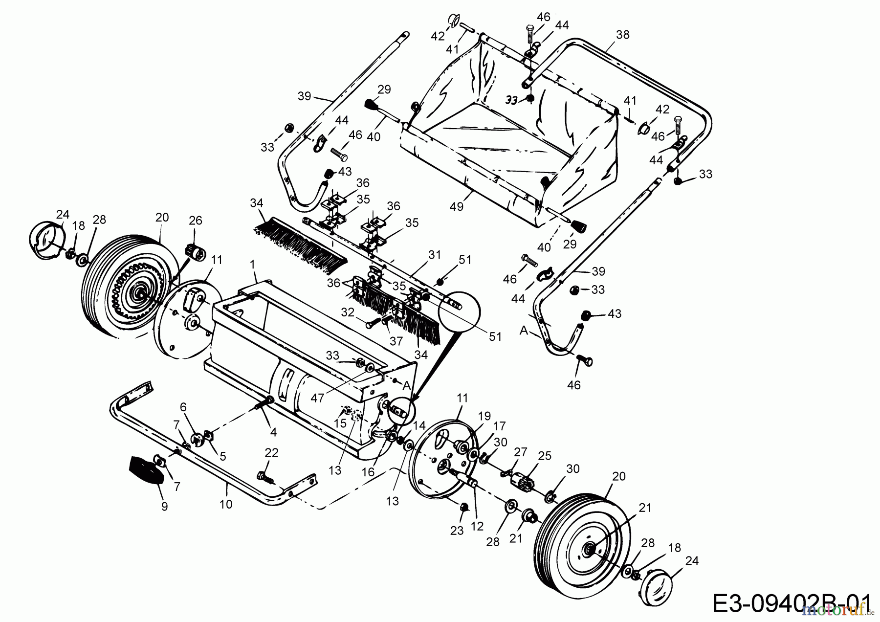 MTD Zubehör Zubehör handgeführte Geräte Rasenkehrer 45-02182 (190-142-000) 190-142-000 (2018) Grundgerät