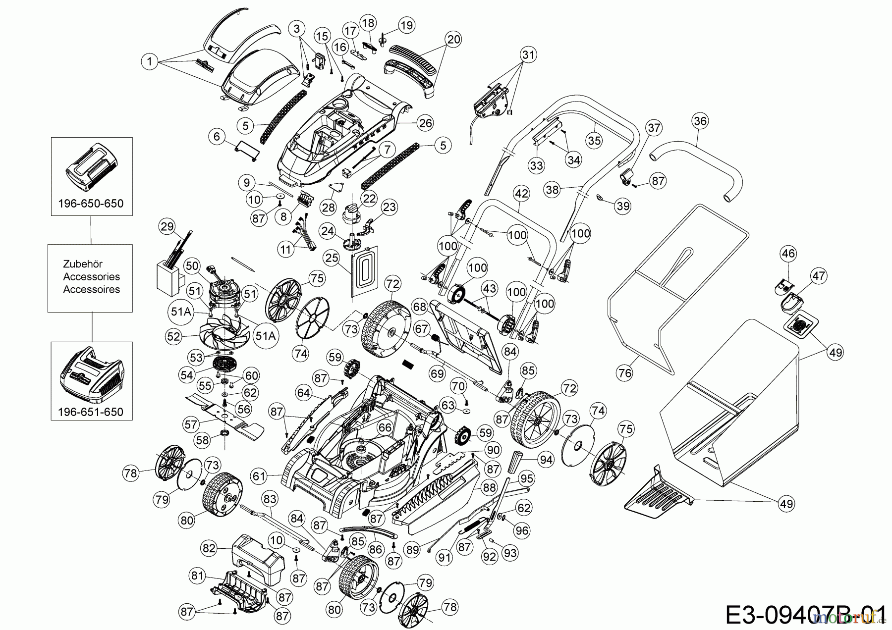 Wolf-Garten Akkumäher 72V Li-Ion Power 40 18AKJJ33650R (2017) Grundgerät