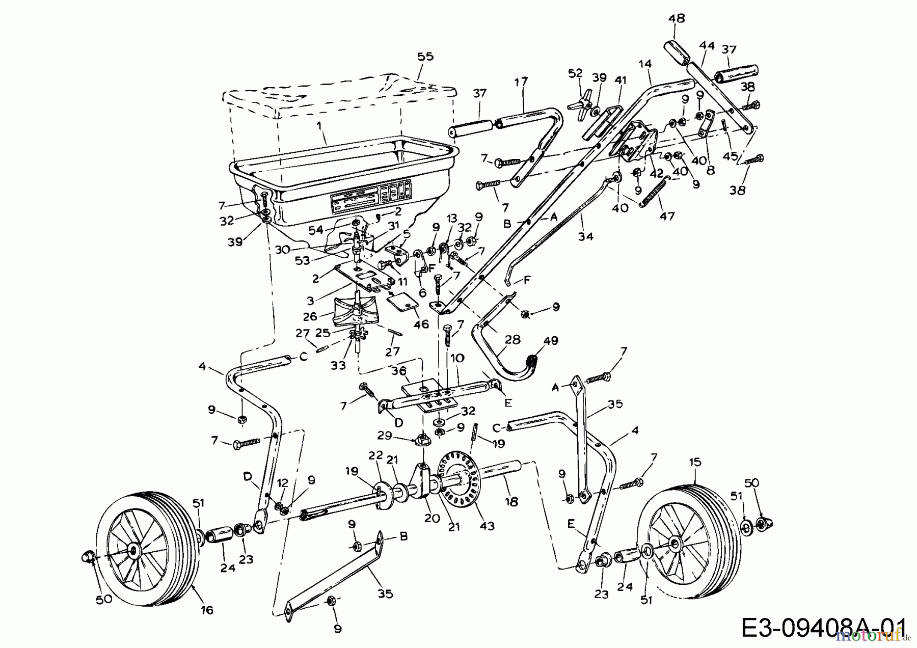 MTD Zubehör Zubehör handgeführte Geräte Streuer 45-0214 (190-524-000) 190-524-000 (1996) Grundgerät