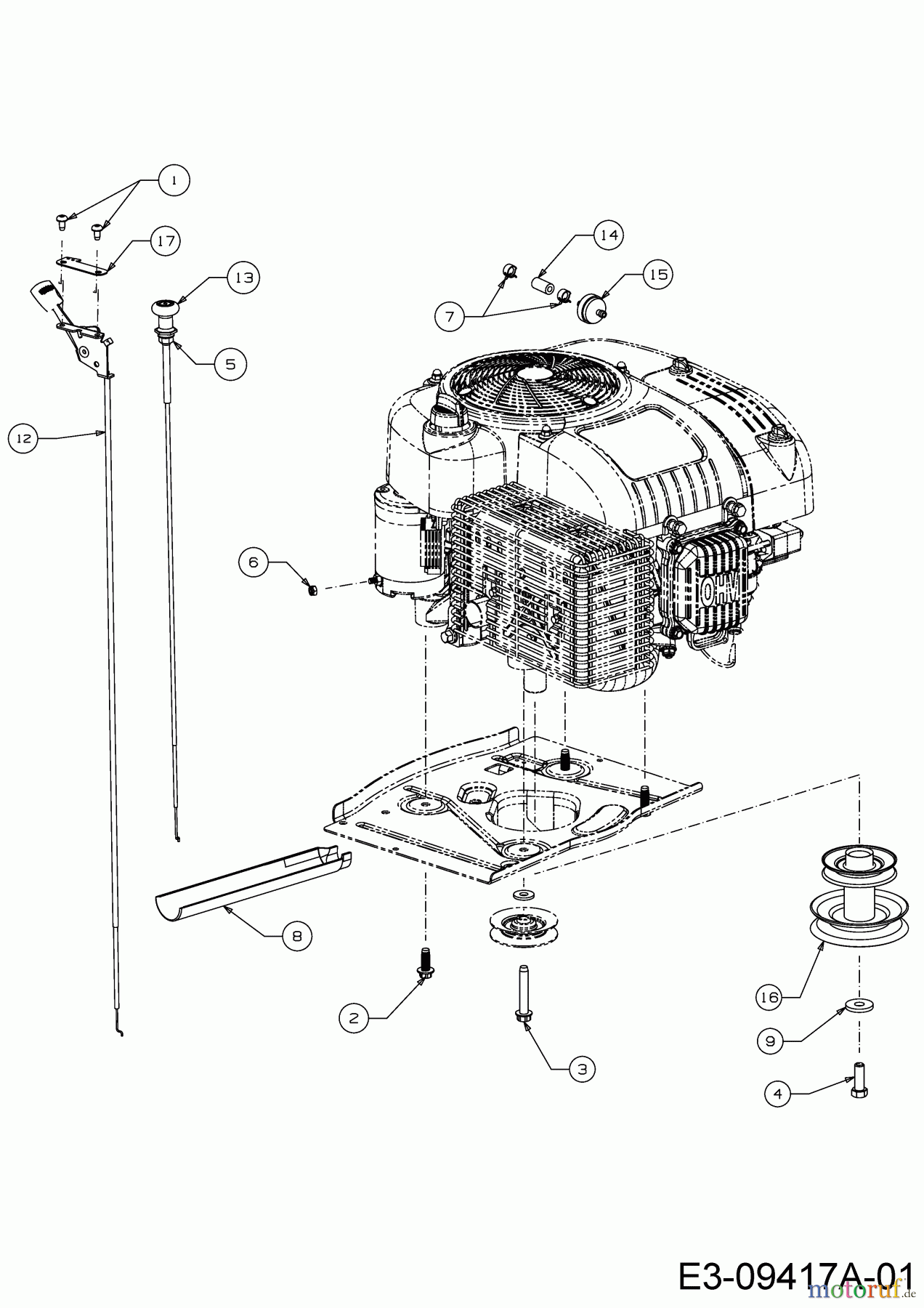 MTD Rasentraktoren Minirider 76 SDHE 13A221JD600 (2016) Choke- und Gaszug, Motorkeilriemenscheibe, Motorzubehör