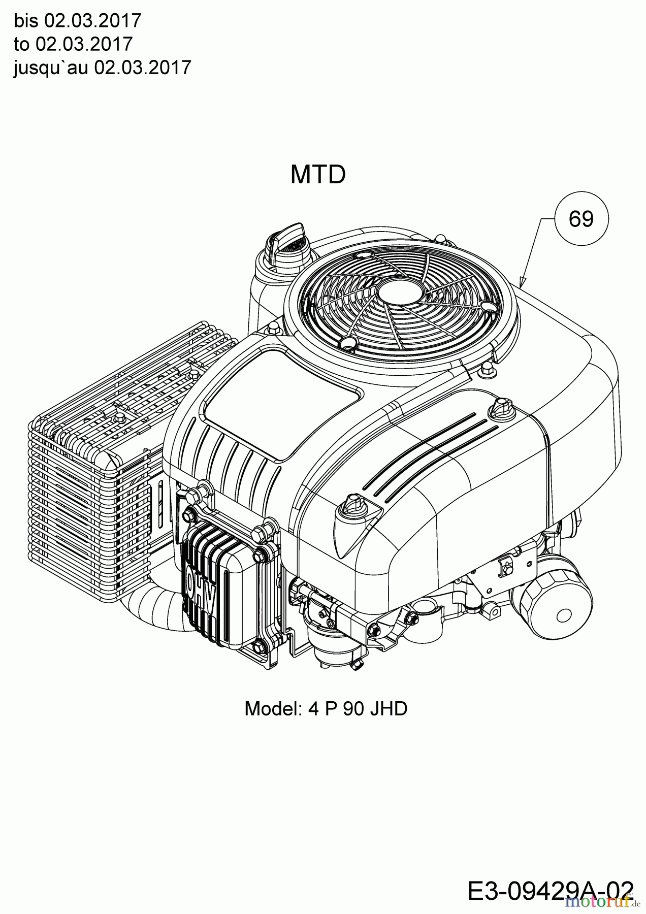 MTD Motormäher mit Antrieb WCM 84 E 12AE76SM678 (2018) Motor MTD bis 02.03.2017