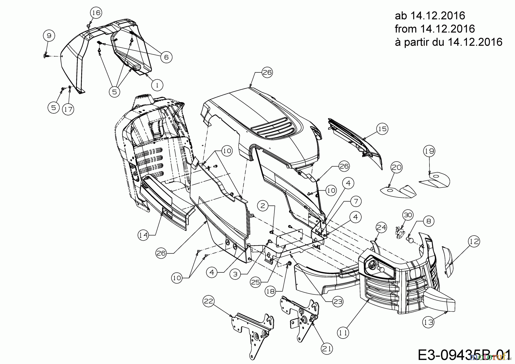 Cub Cadet Rasentraktoren LT2 NS96 13I279DF603 (2017) Motorhaube D-Style ab 14.12.2016
