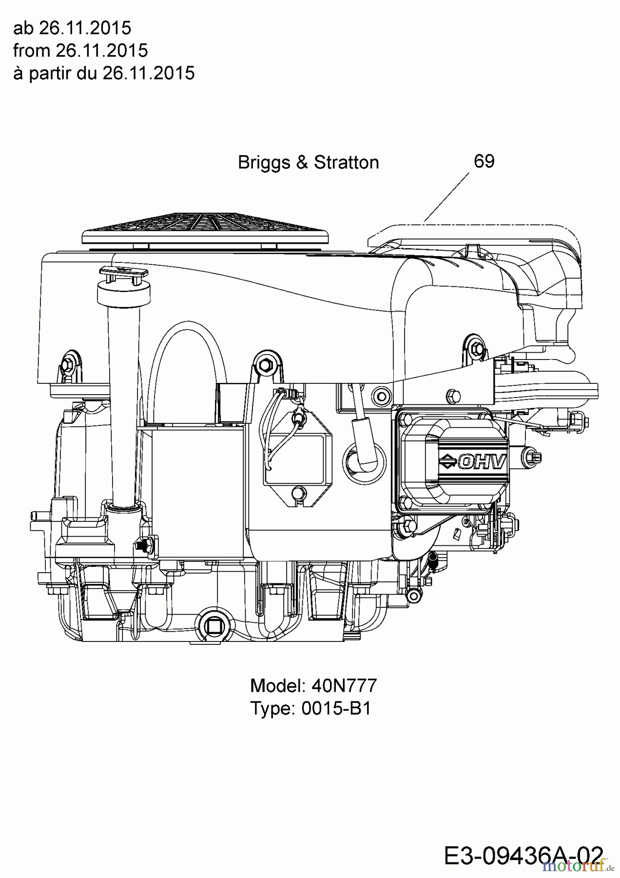 Tigara Rasentraktoren TG 22/107 H 13HT79KG649 (2016) Motor B&S ab 26.11.2015