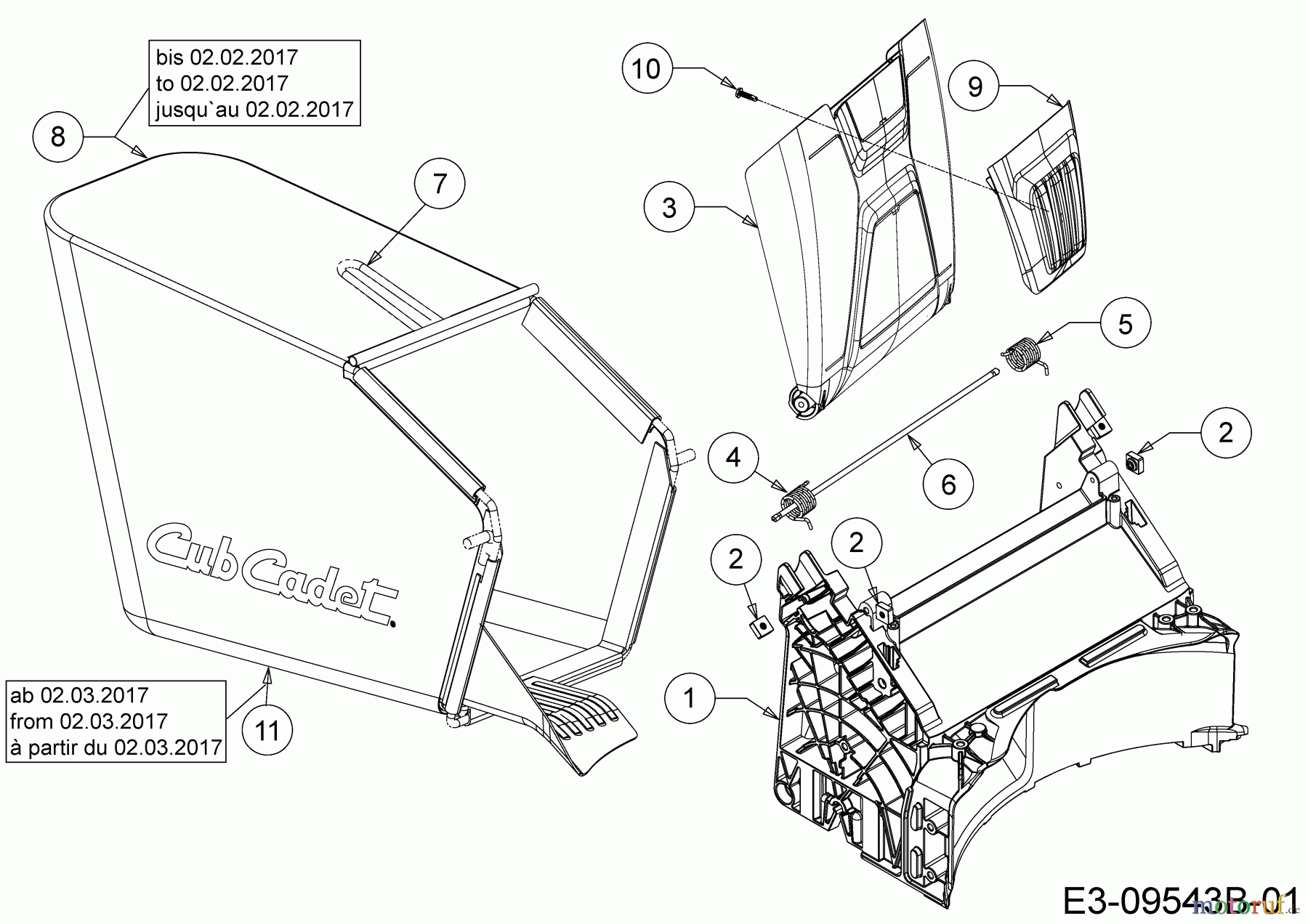 Cub Cadet Motormäher LM 1 AP 46 11A-TQSJ603 (2017) Grasfangsack, Heckklappe, Leitstück hinten