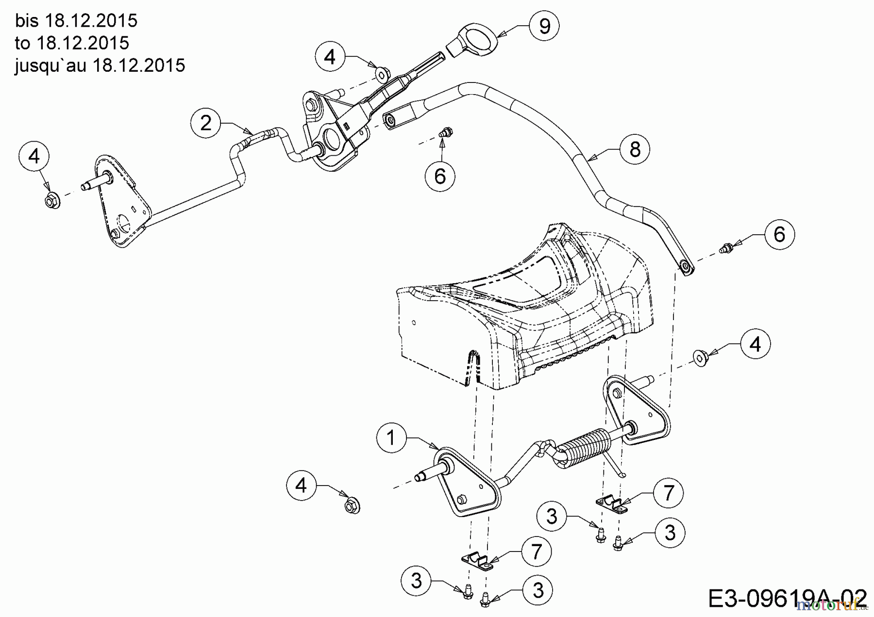  Wolf-Garten Motormäher mit Antrieb ST 4600 AHWES 12AETRS7650  (2016) Achsen, Höhenverstellung bis 18.12.2015