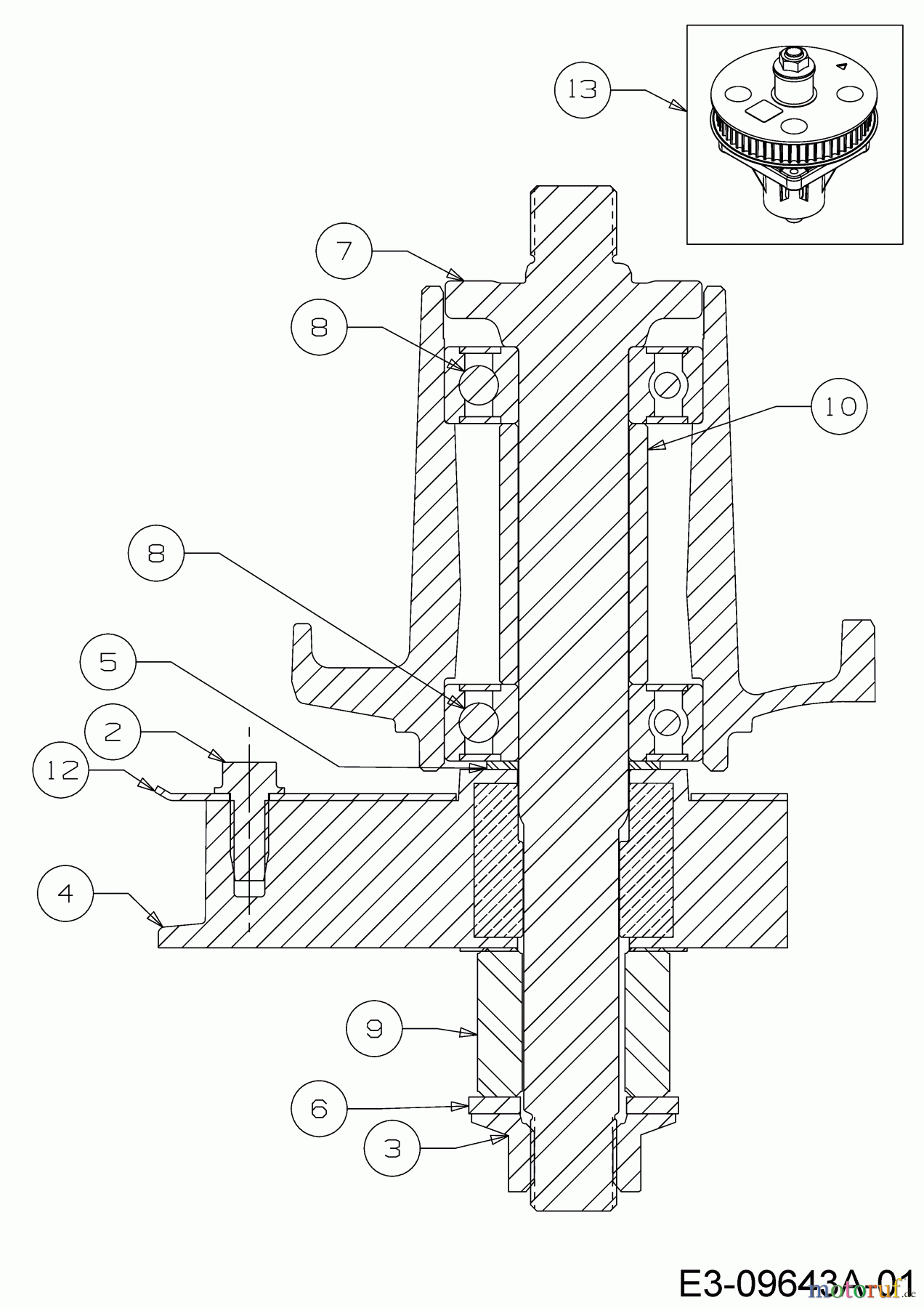 Cub Cadet Motormäher mit Antrieb Wide Cut E 12AE764U603 (2017) Messerspindel 618-04439C