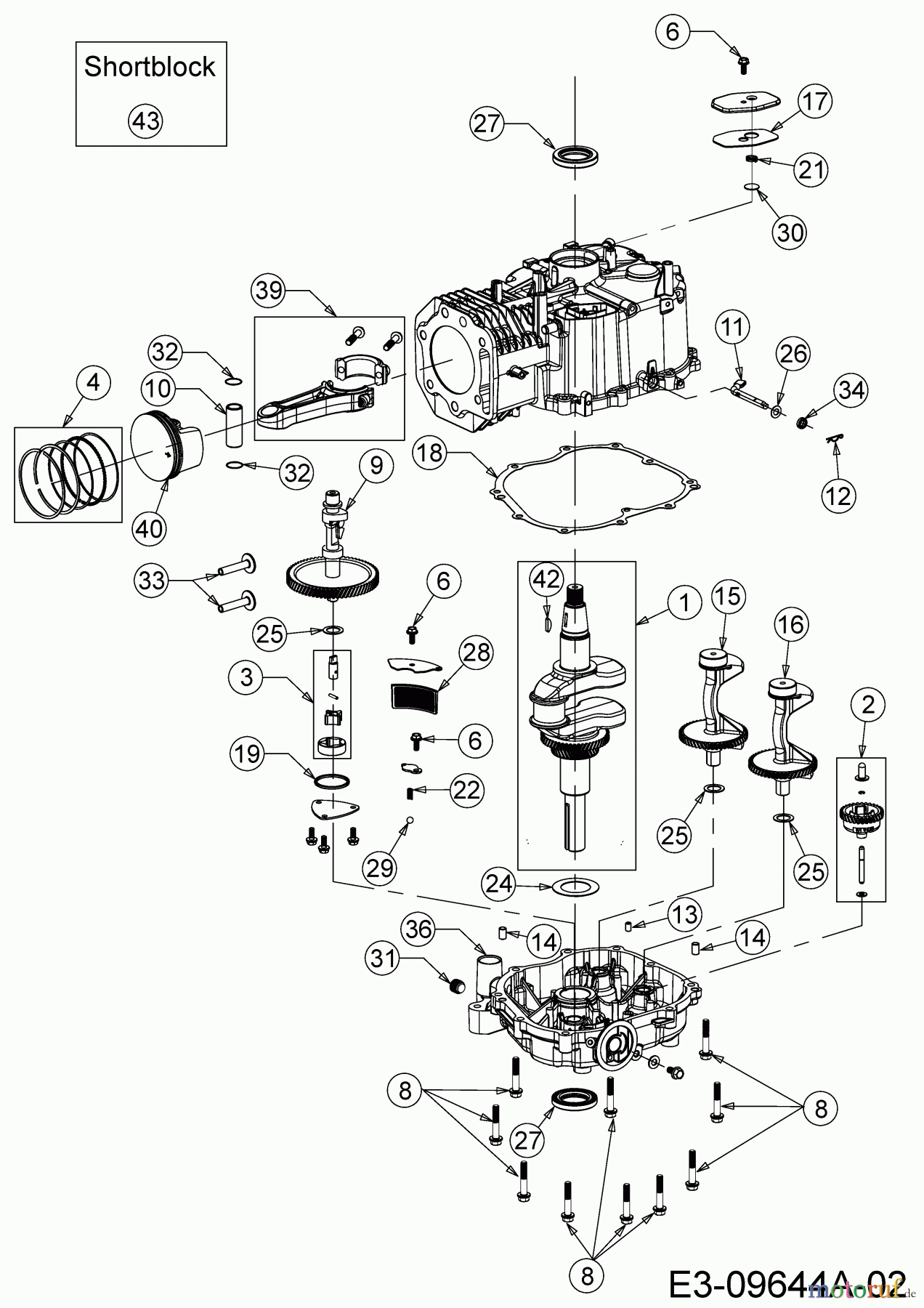  MTD-Motoren Vertikal 4X90HU 752Z4X90HU  (2016) Kolben, Kurbelwelle, Nockenwelle, Pleuel