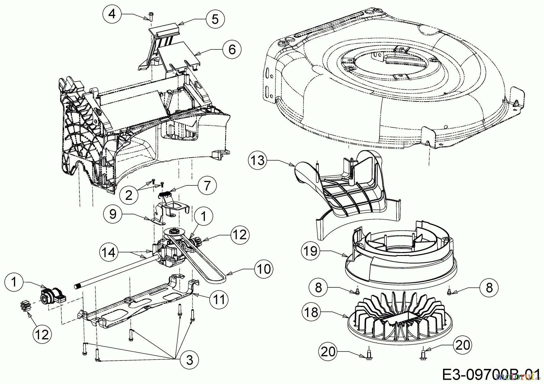 Wolf-Garten Motormäher mit Antrieb S 5300 B 12A-PR5L650 (2017) Getriebe, Keilriemen, Lüfterrad