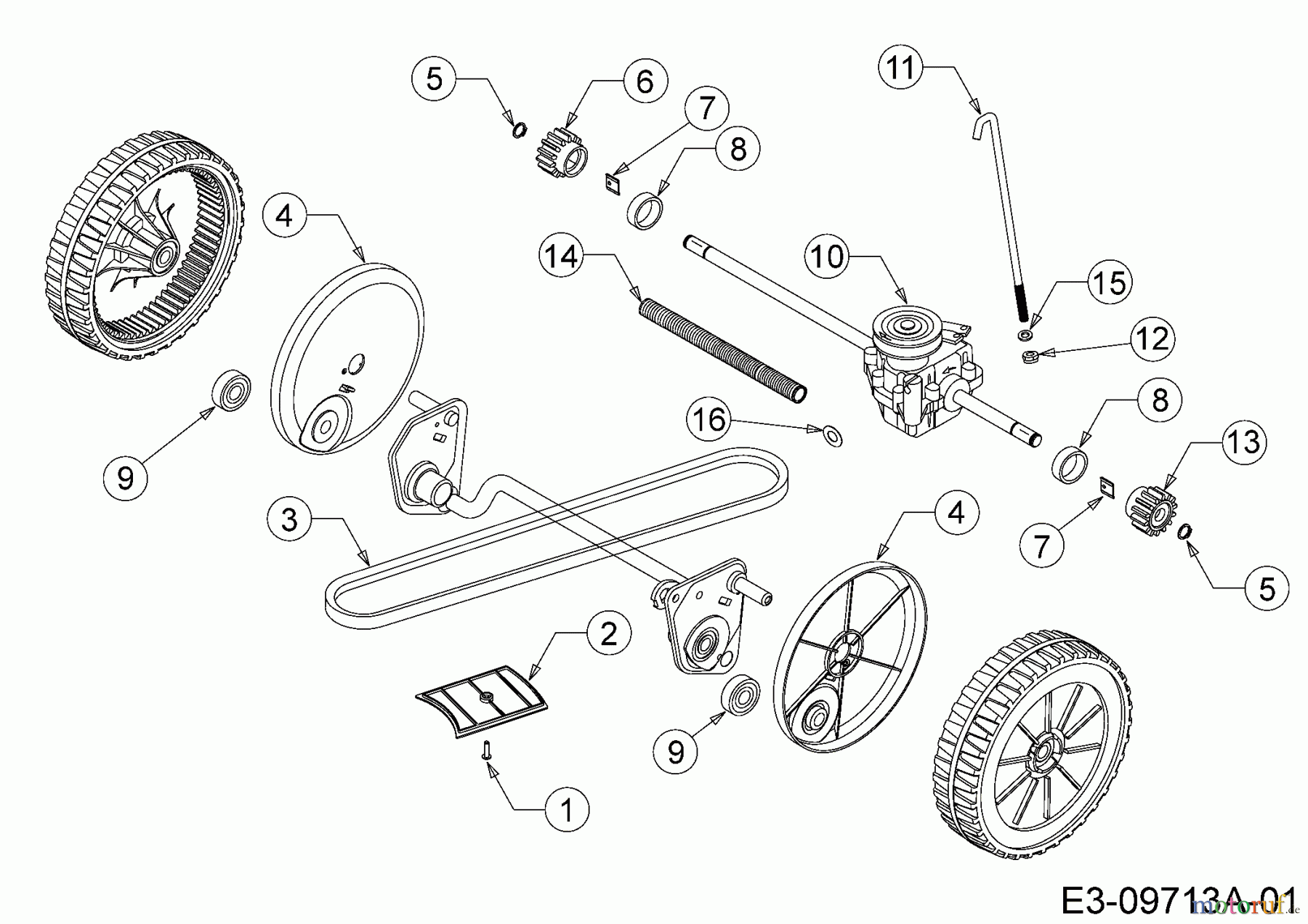 WOLF-Garten Expert Elektromäher mit Antrieb Expert 40 EA 18BRH1K-650 (2014) Getriebe, Keilriemen