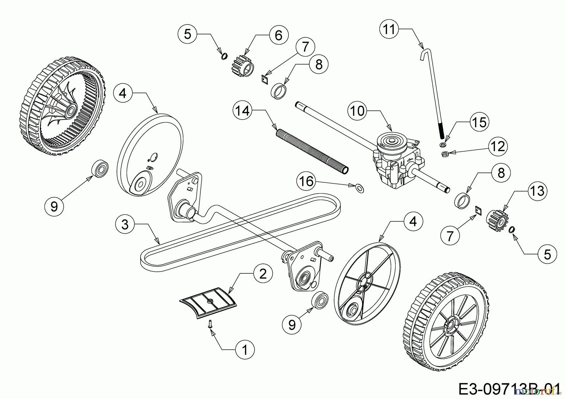 WOLF-Garten Expert Elektromäher mit Antrieb Expert 40 EA 18DRH1K-C50 (2017) Getriebe, Keilriemen