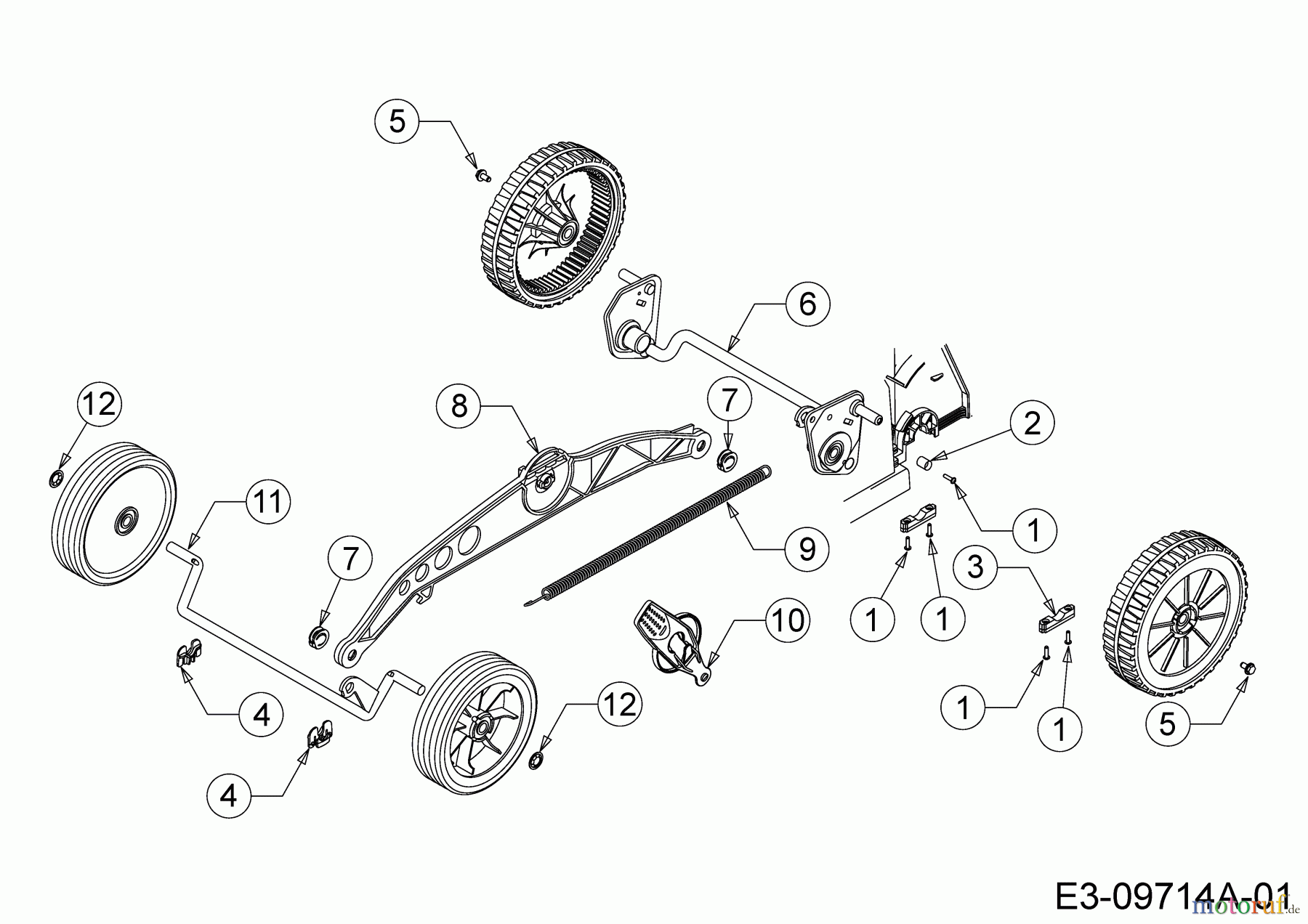 WOLF-Garten Expert Elektromäher mit Antrieb Expert 40 EA 18BRH1K-650 (2014) Achse, Höhenverstellung