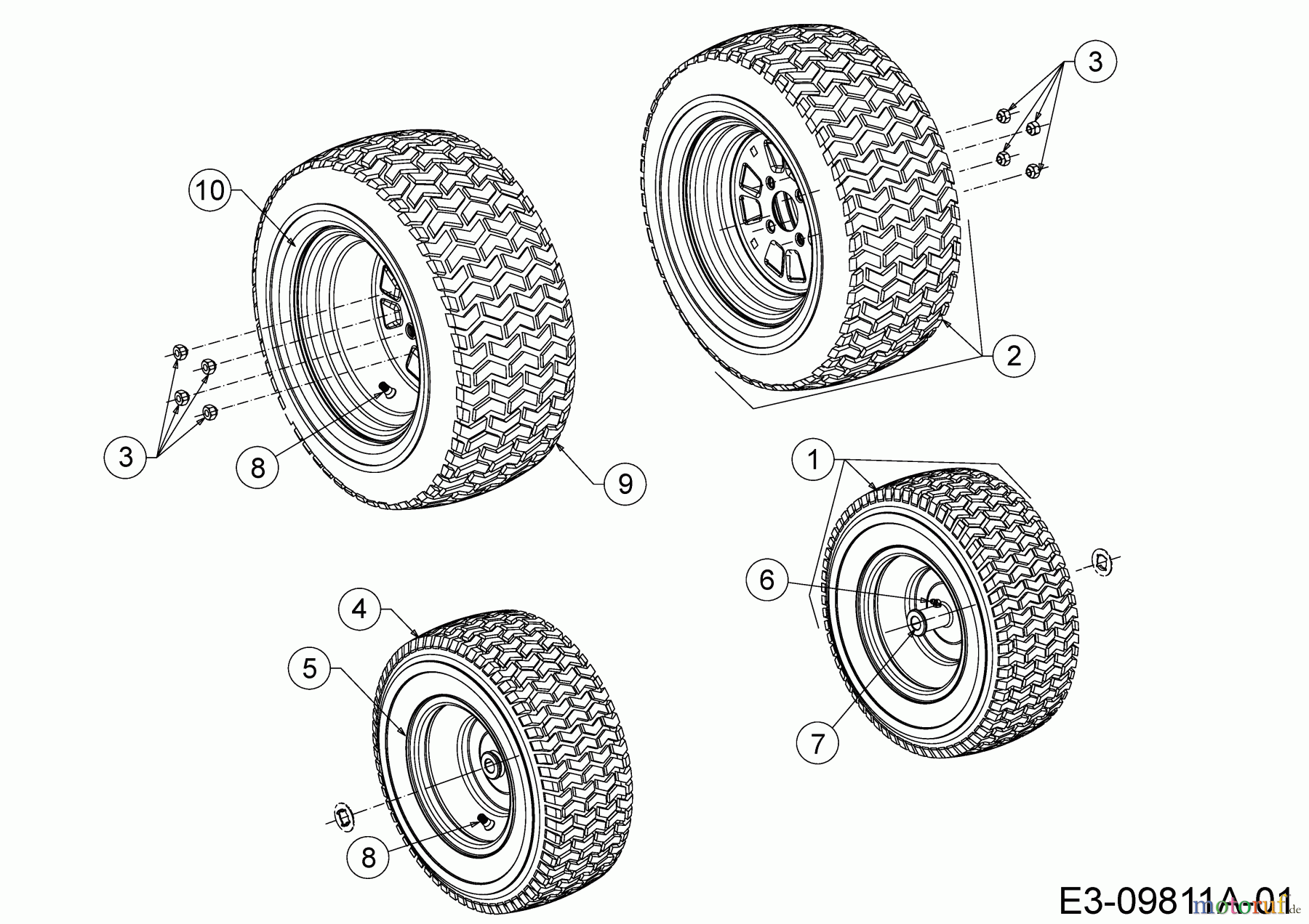 Troy-Bilt Gartentraktoren Super Bronco GT 54 FAB 14A7A3KA066 (2016) Räder 16x6.5 + 22x9.5