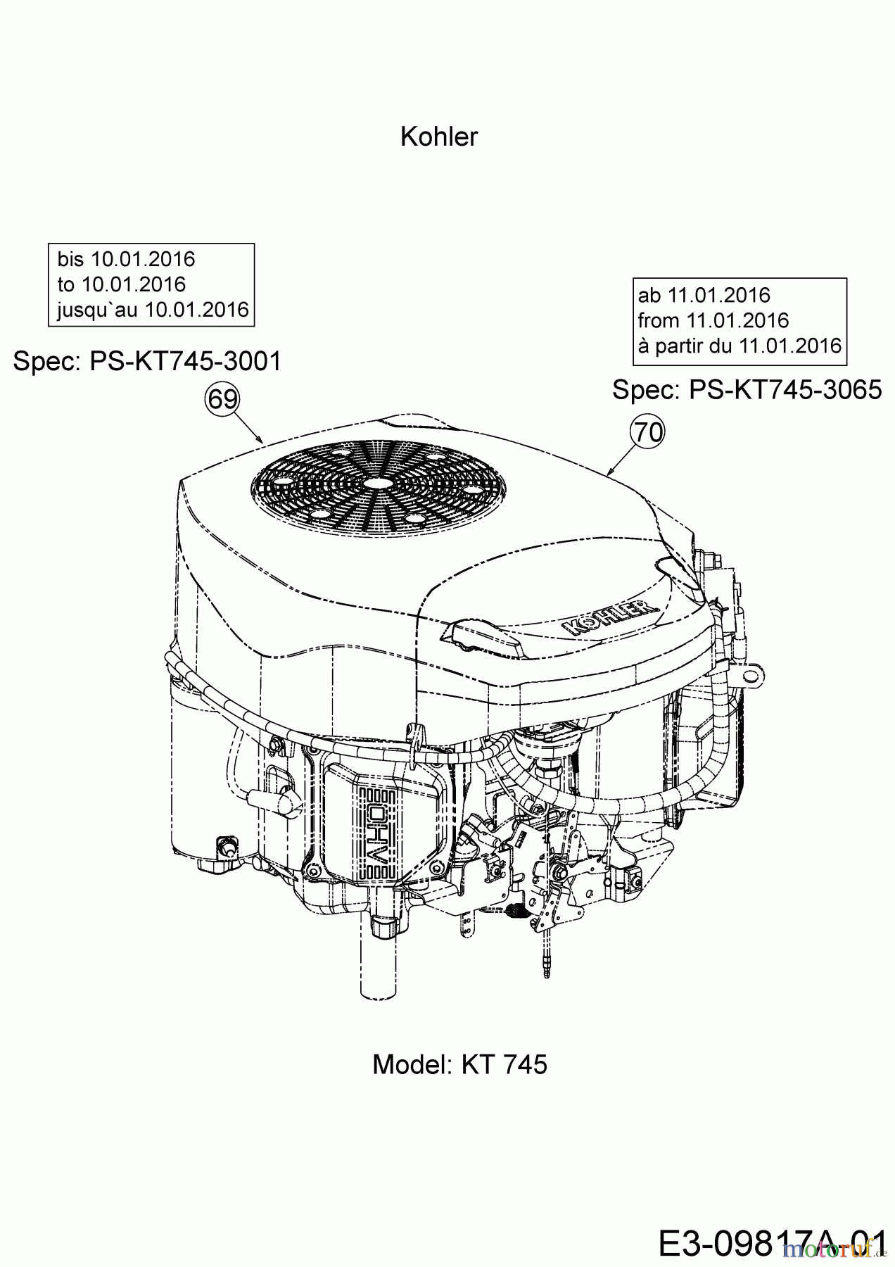 Troy-Bilt Gartentraktoren Super Bronco GT 54 FAB 14A7A3KA066 (2016) Motor Kohler