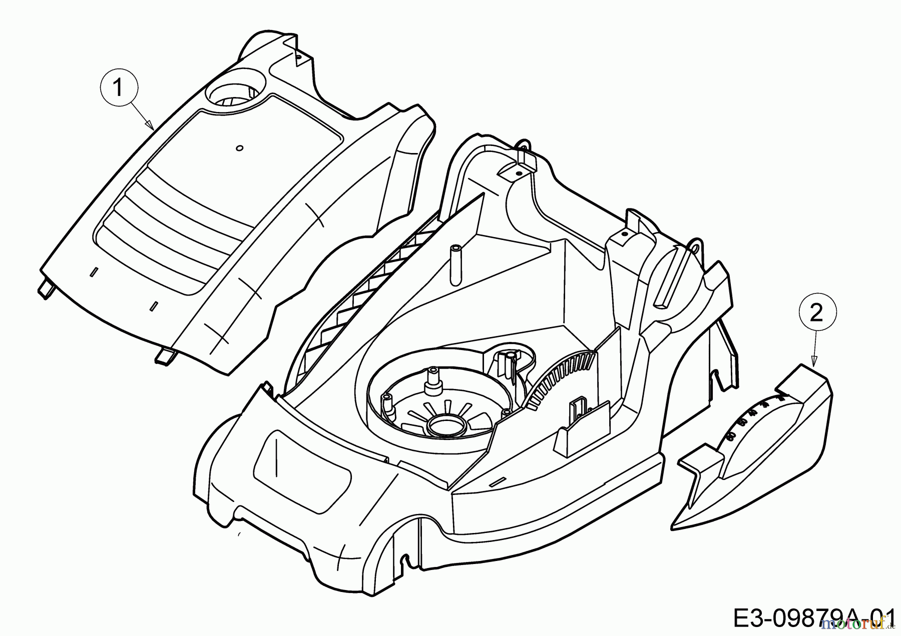 WOLF-Garten Expert Elektromäher Expert 34 E 18CWF1S-C50 (2016) Abdeckung seitlich, Motorhaube