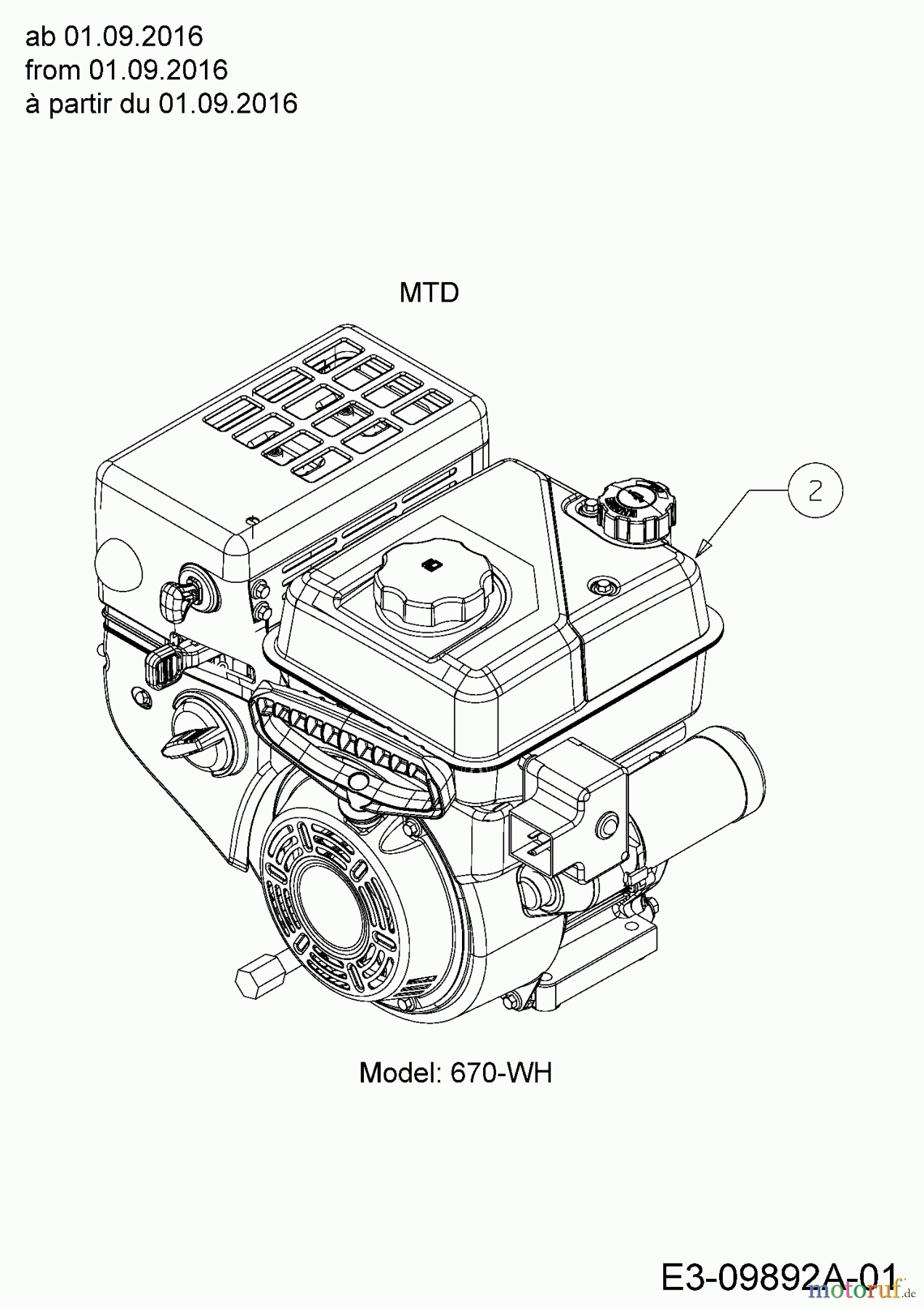  MTD Schneefräsen ME 61 31AW63F2678  (2017) Motor MTD ab 01.09.2016