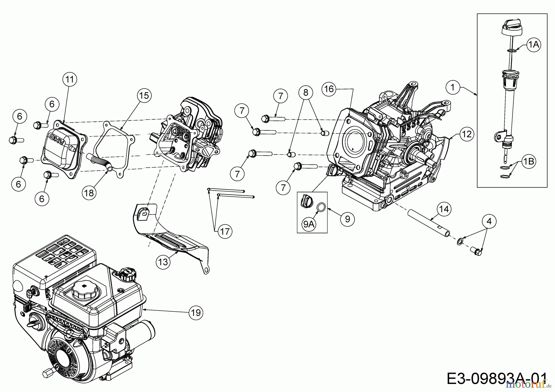 MTD-Motoren Horizontal 670-WH 752Z670-WH (2018) Leitblech, Stössel, Ölmeßstab, Zylinderkopfdeckel