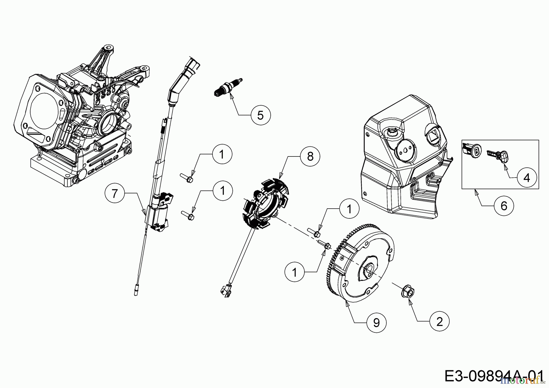 MTD-Motoren Horizontal 670-WH 752Z670-WH (2018) Schwungrad, Stoppschalter, Zündschlüssel, Zündung