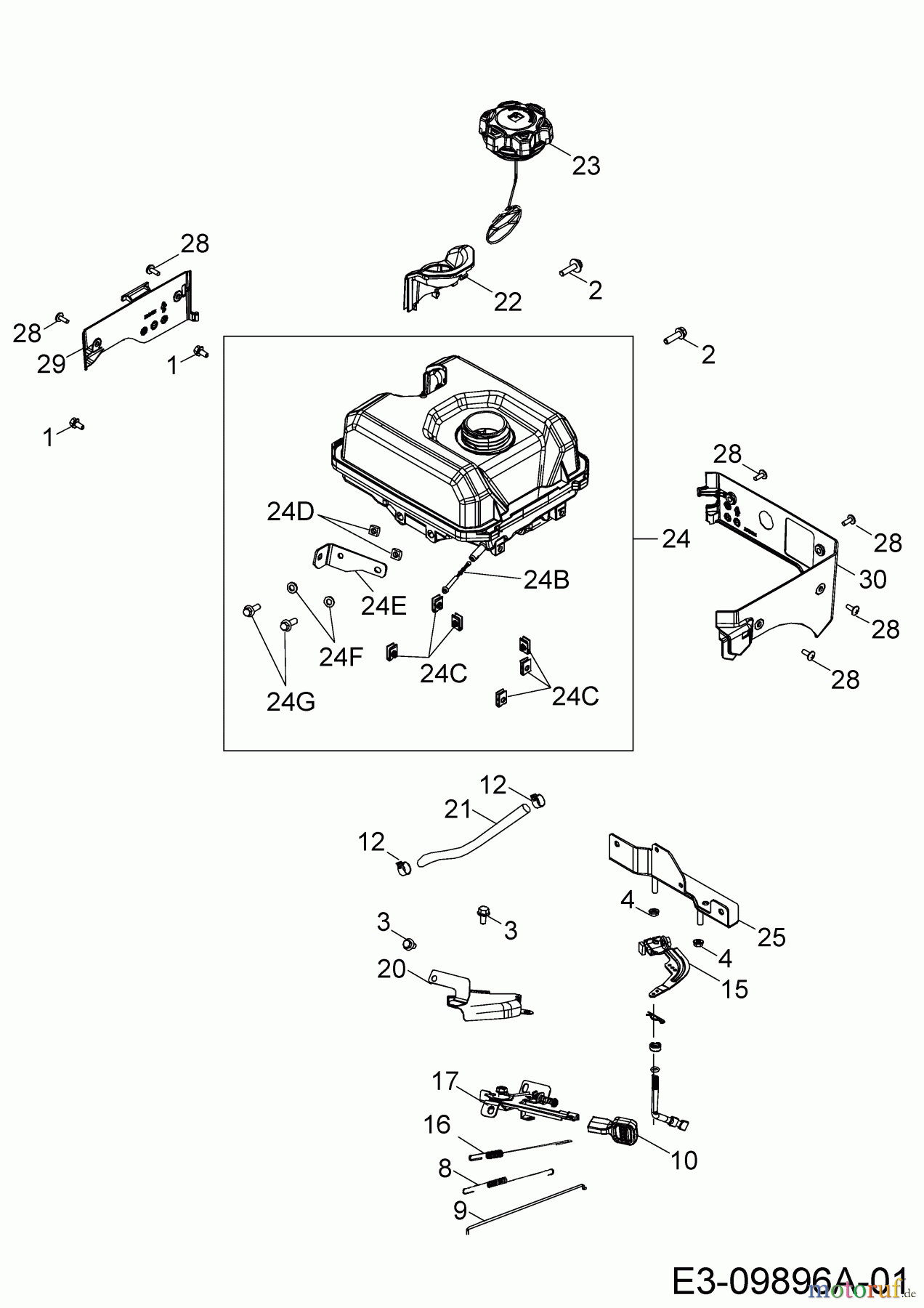 MTD-Motoren Horizontal 670-WH 752Z670-WH (2018) Regelung, Tank