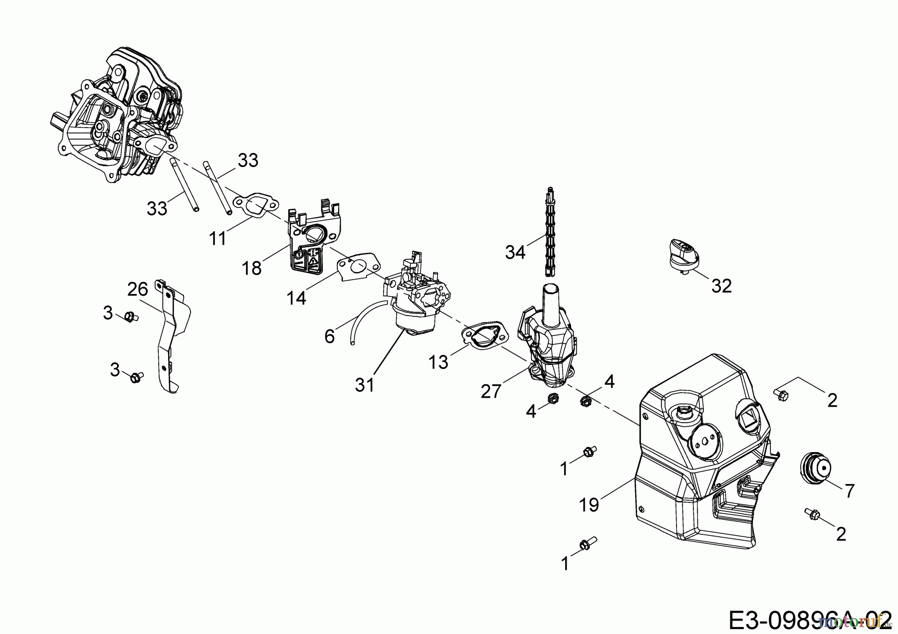MTD-Motoren Horizontal 670-WH 752Z670-WH (2018) Bedienkonsole, Primer, Vergaser, Vorwärmkammer
