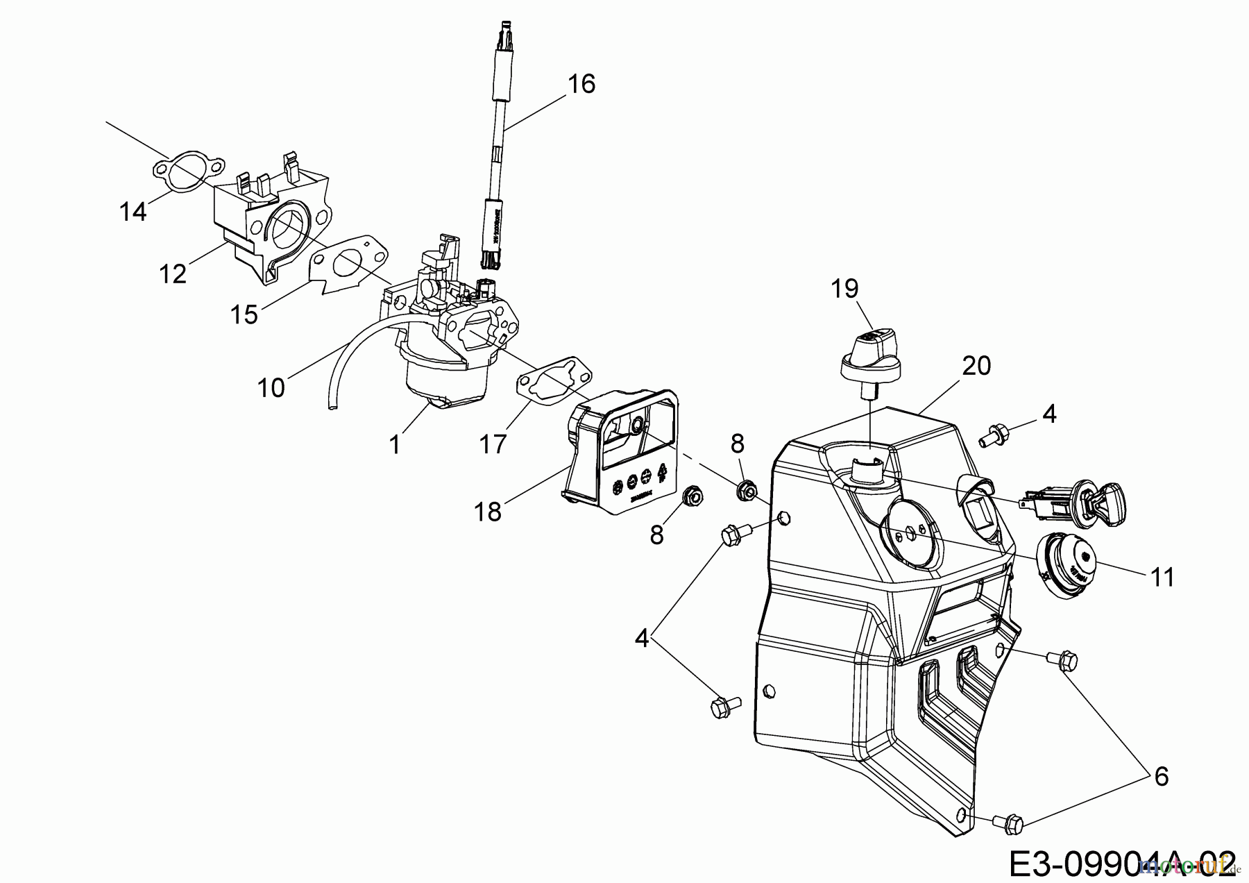 MTD-Motoren MTD horizontal 683-WH 752Z683-WH (2017) Bedienkonsole, Primer, Vergaser, Vorwärmkammer