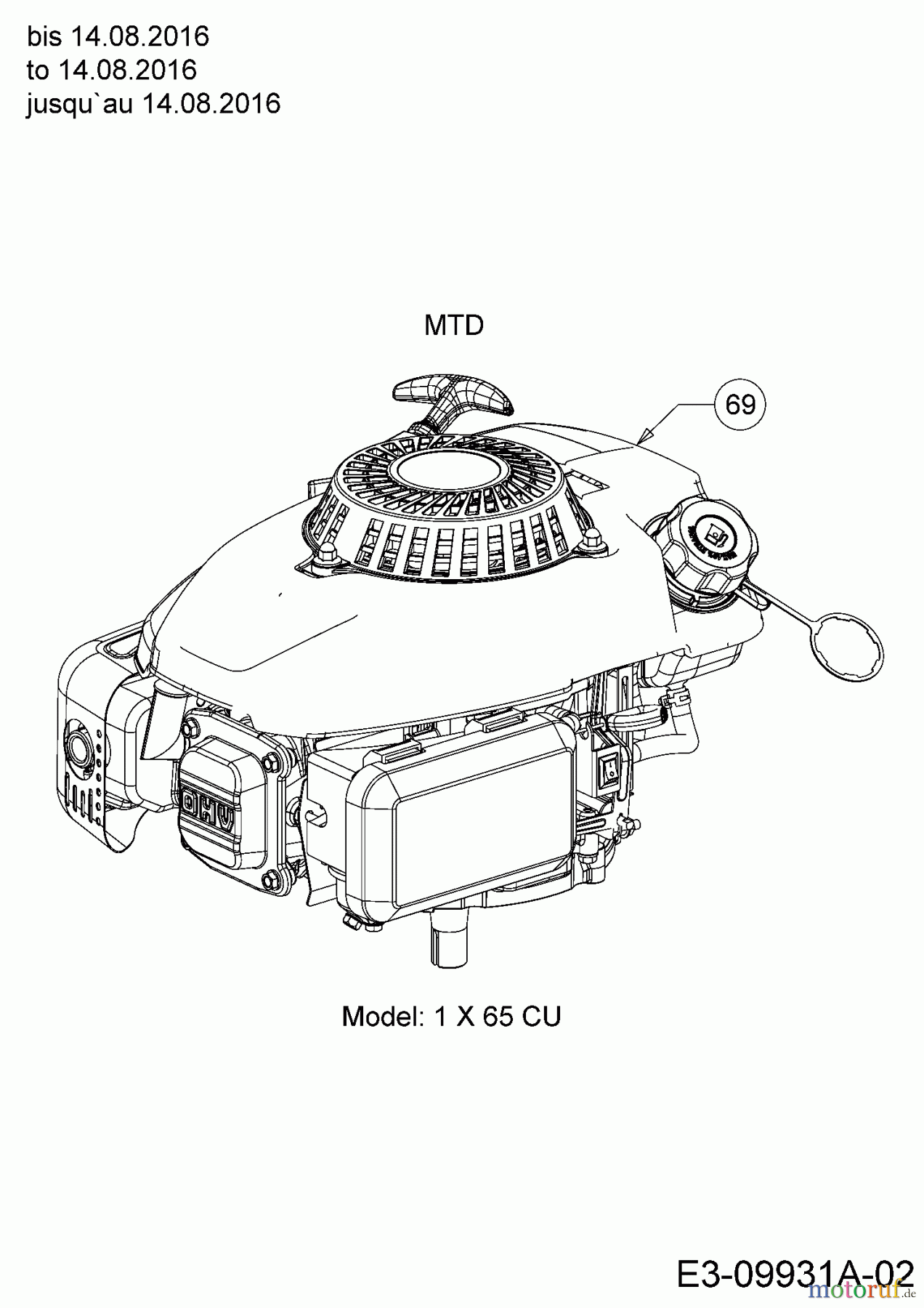 Troy-Bilt Laubsauger mit Häckselfunktion CSV 070 24A-07MP766 (2016) Motor MTD bis 14.08.2016