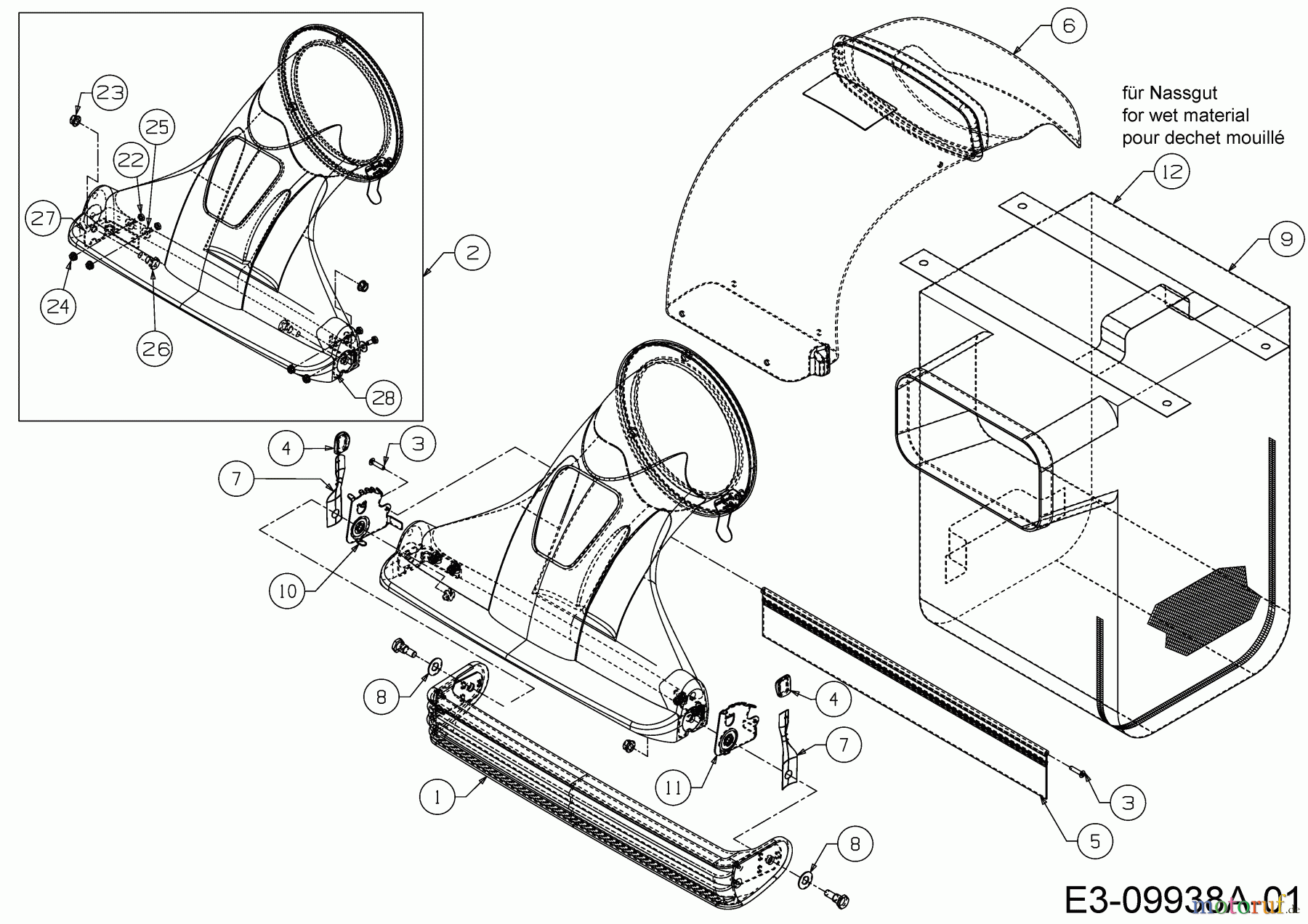 MTD Laubsauger mit Häckselfunktion 202 24A-202K678 (2015) Fangsack, Saugdüse