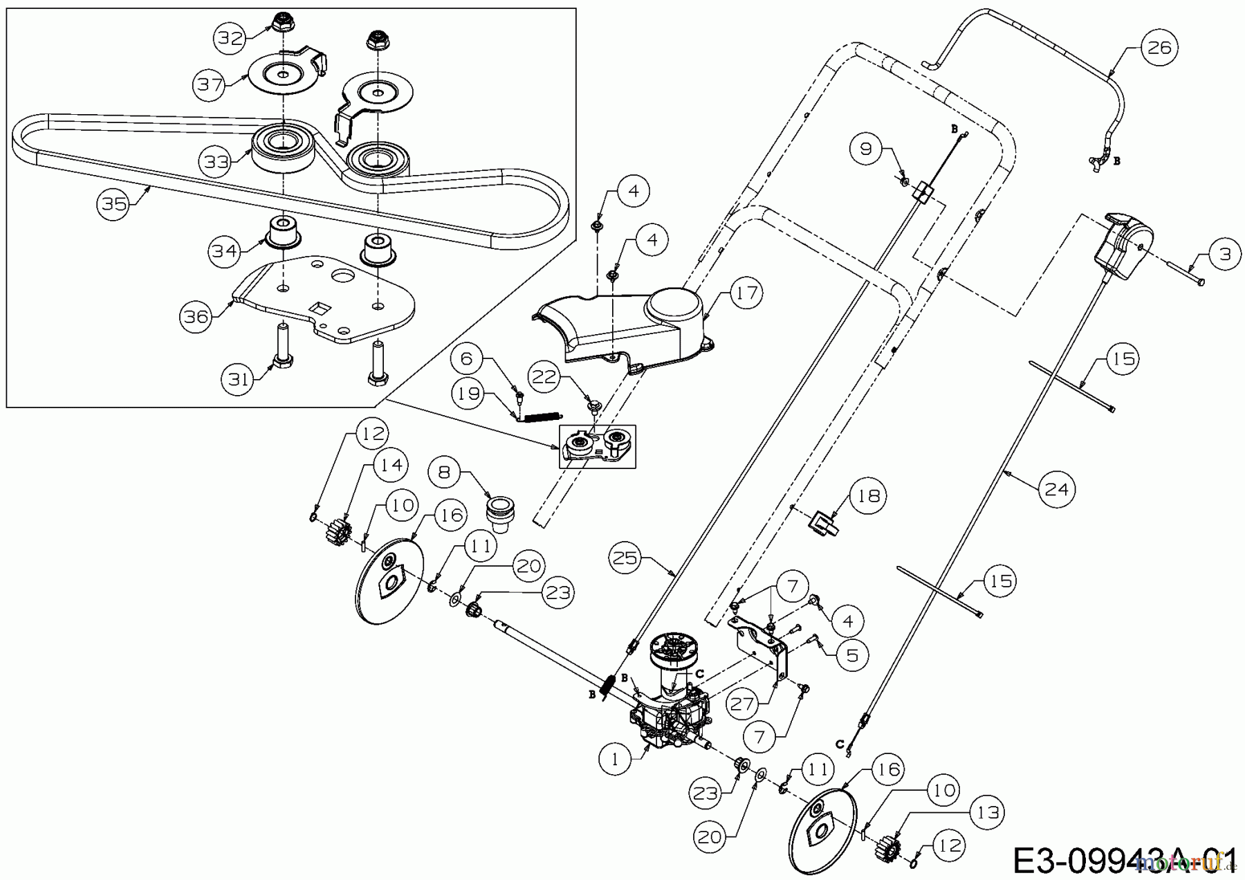  Troy-Bilt Laubsauger mit Häckselfunktion CSV 070 24A-07MP766  (2016) Fahrantrieb