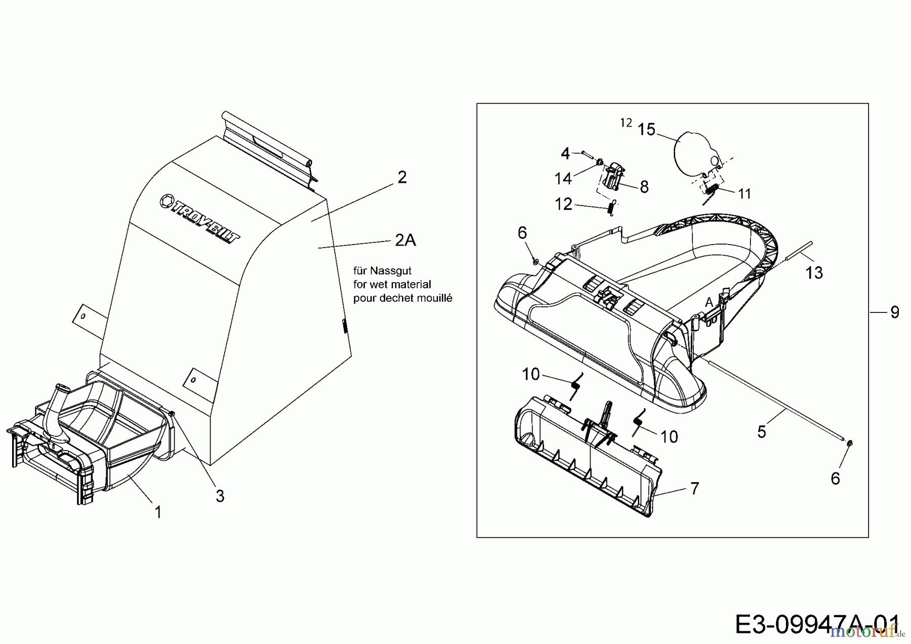 Troy-Bilt Laubsauger mit Häckselfunktion CSV 070 24A-07MP766 (2016) Saugdüse, Fangsack