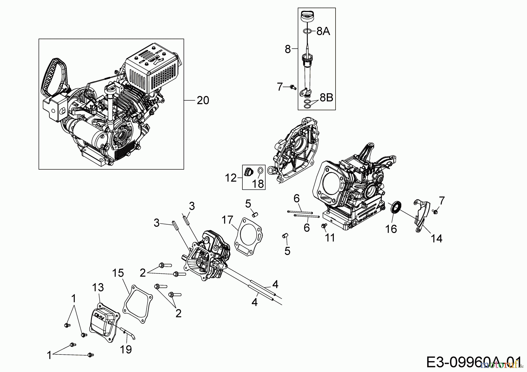 MTD-Motoren Horizontal 670-JH 752Z670-JH (2017) Ölablaß, Ölmeßstab, Zylinderkopfdeckel