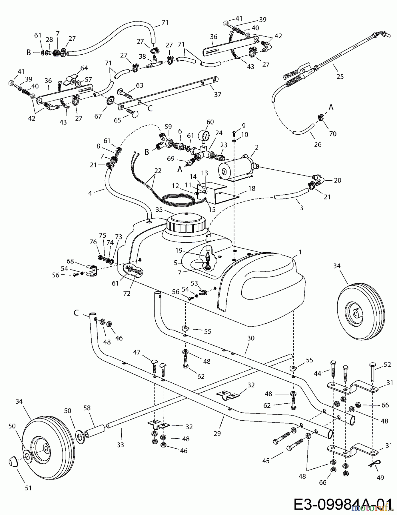  MTD Zubehör Zubehör Garten- und Rasentraktoren Sprüher 45-0292  (190-155-000) 190-155-000  (2004) Grundgerät