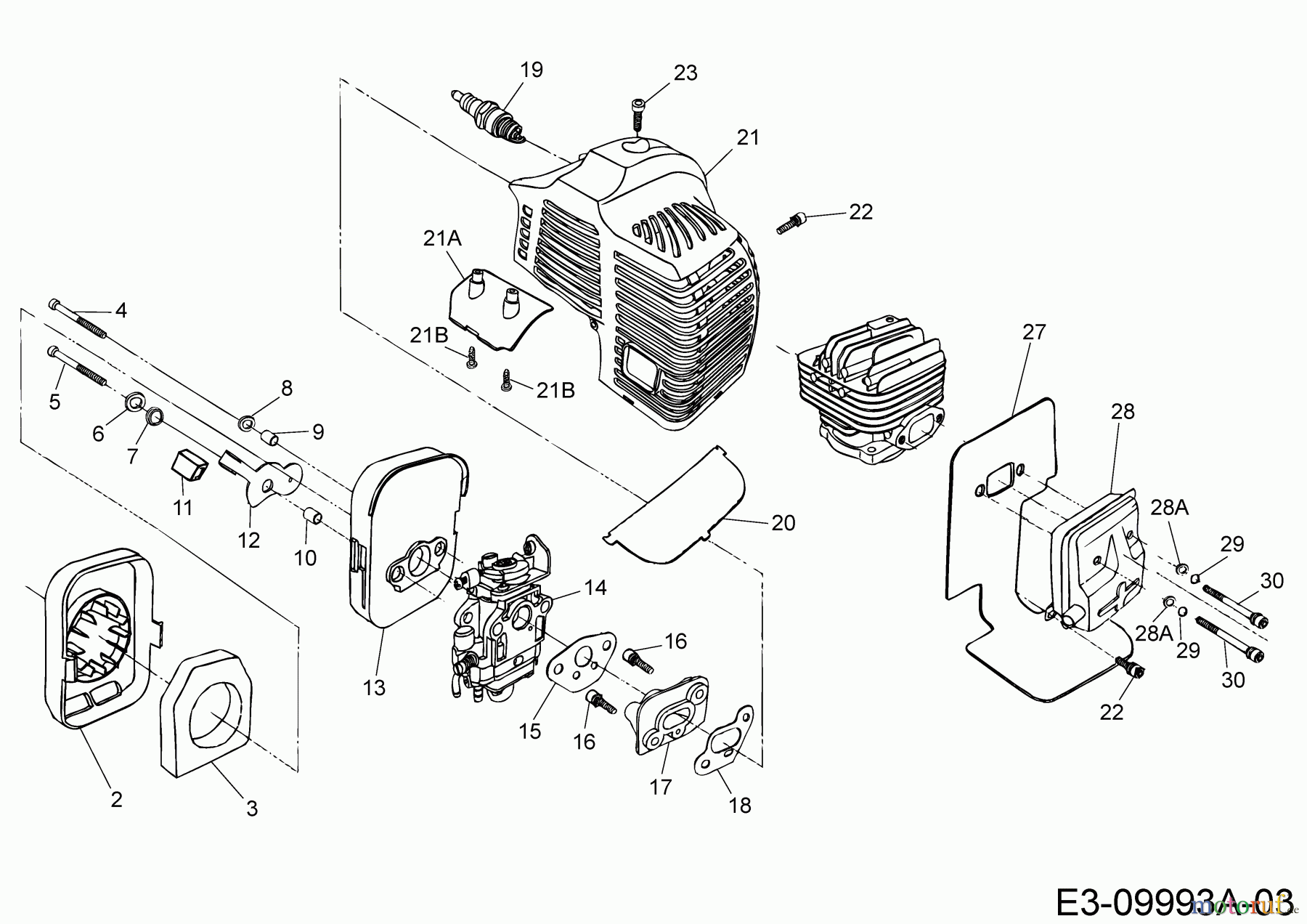 MTD Motorsensen Smart BC 43 D 41ATG1N-678 (2018) Auspuff, Luftfilter, Vergaser