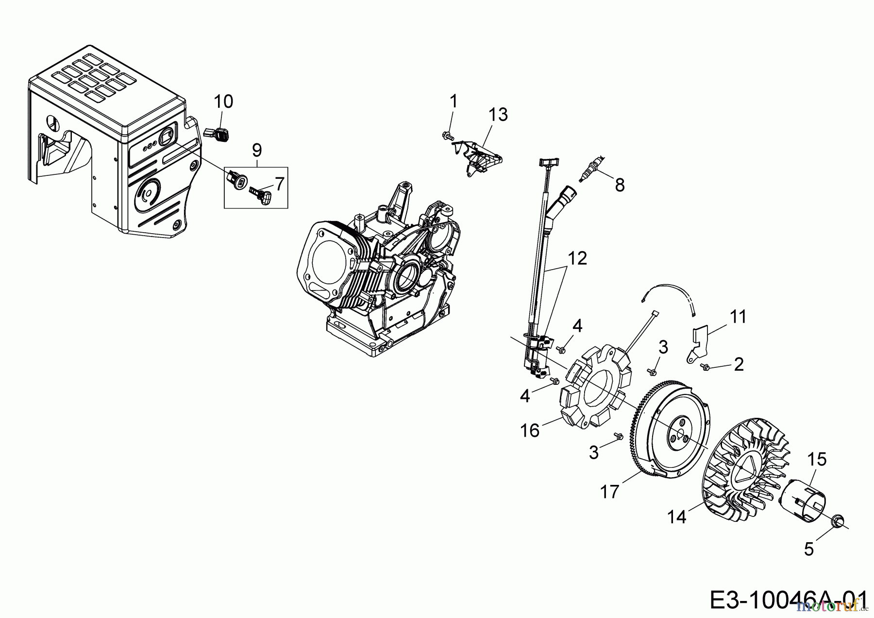  MTD-Motoren MTD horizontal 678-SH 752Z678-SH  (2017) Schwungrad, Stoppschalter, Zündschlüssel, Zündung